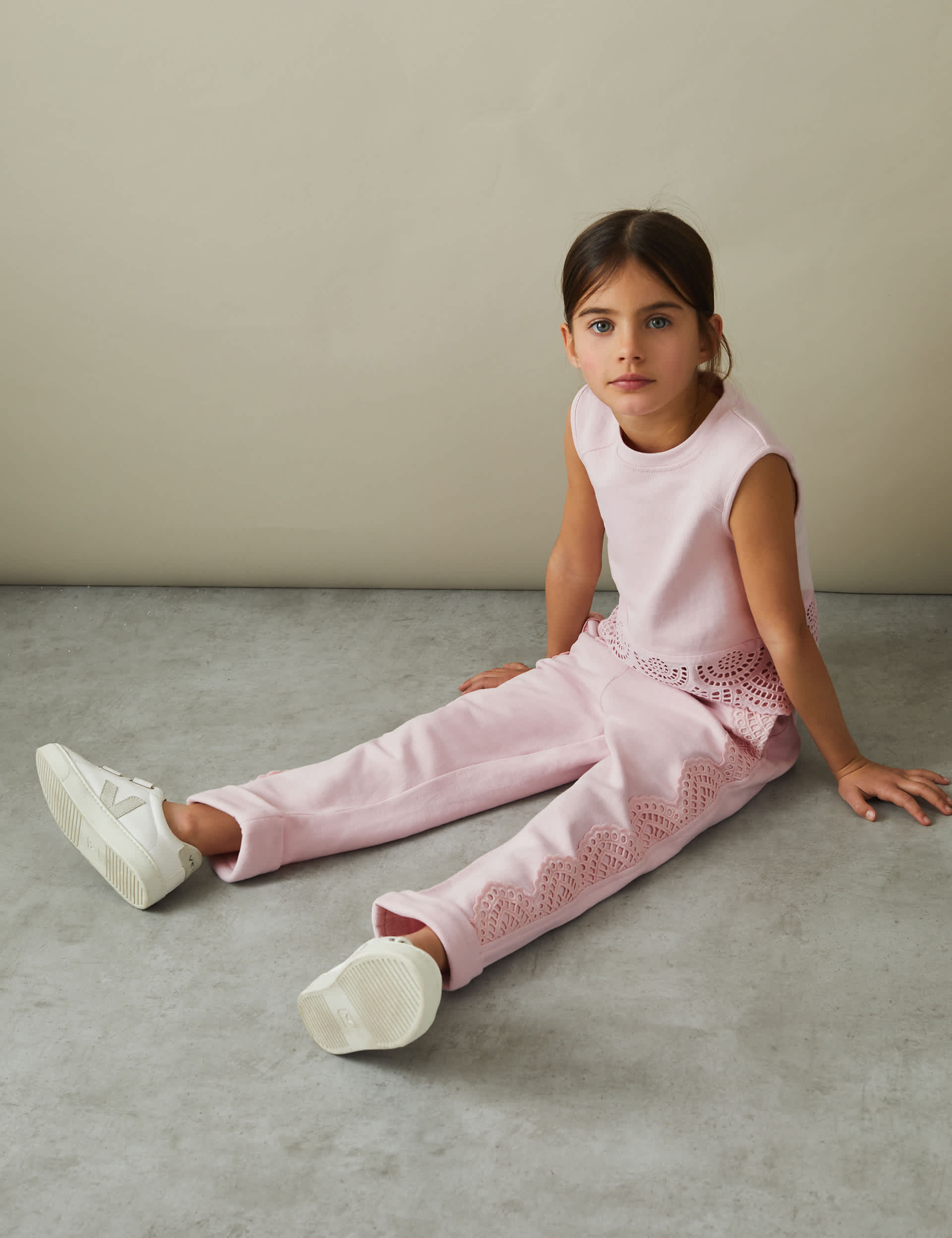 Reiss Girls Pure Cotton Broderie Joggers (4-14 Yrs) - 9-10Y - Pink, Pink