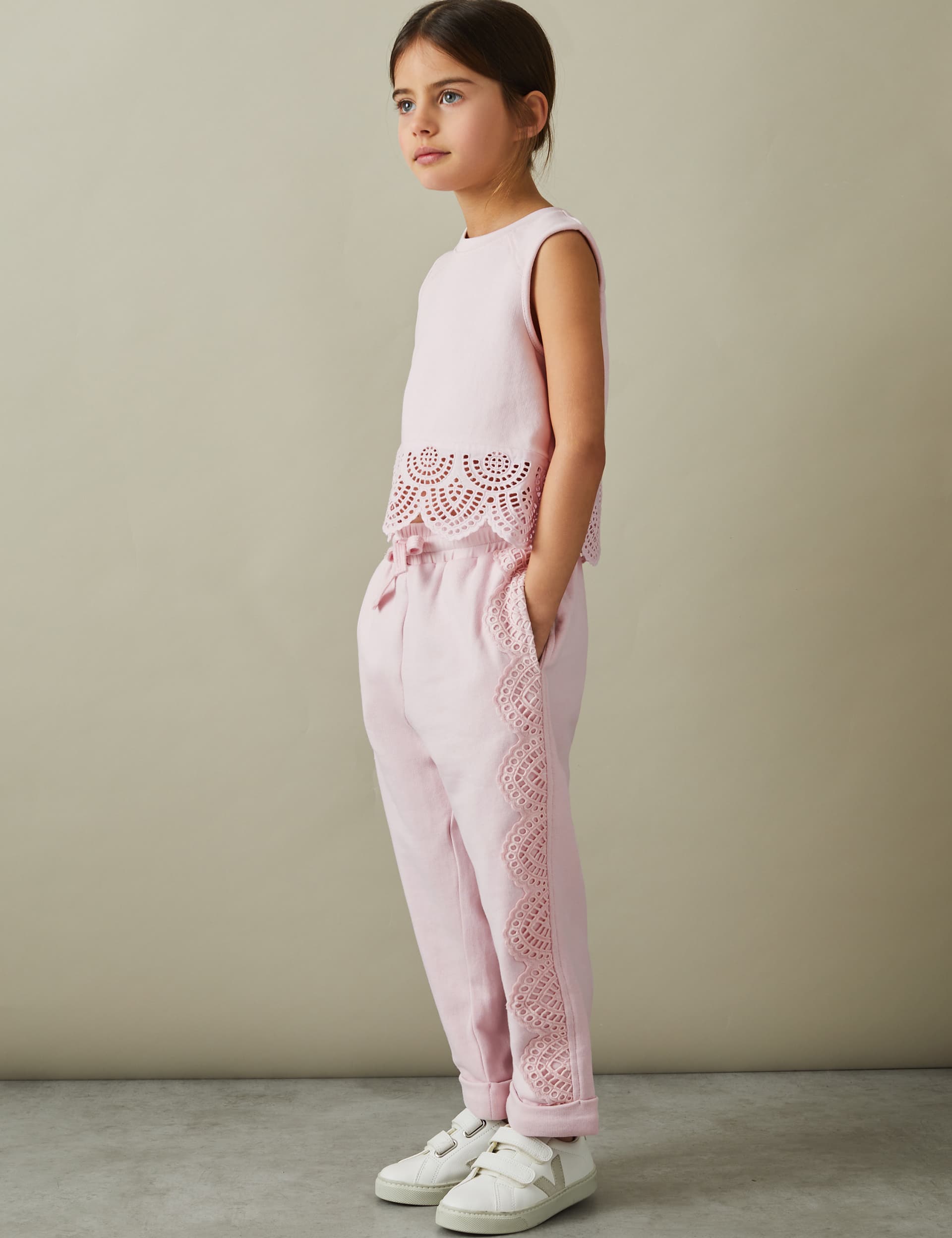 Reiss Girls Pure Cotton Broderie T-Shirt (4-14 Yrs)