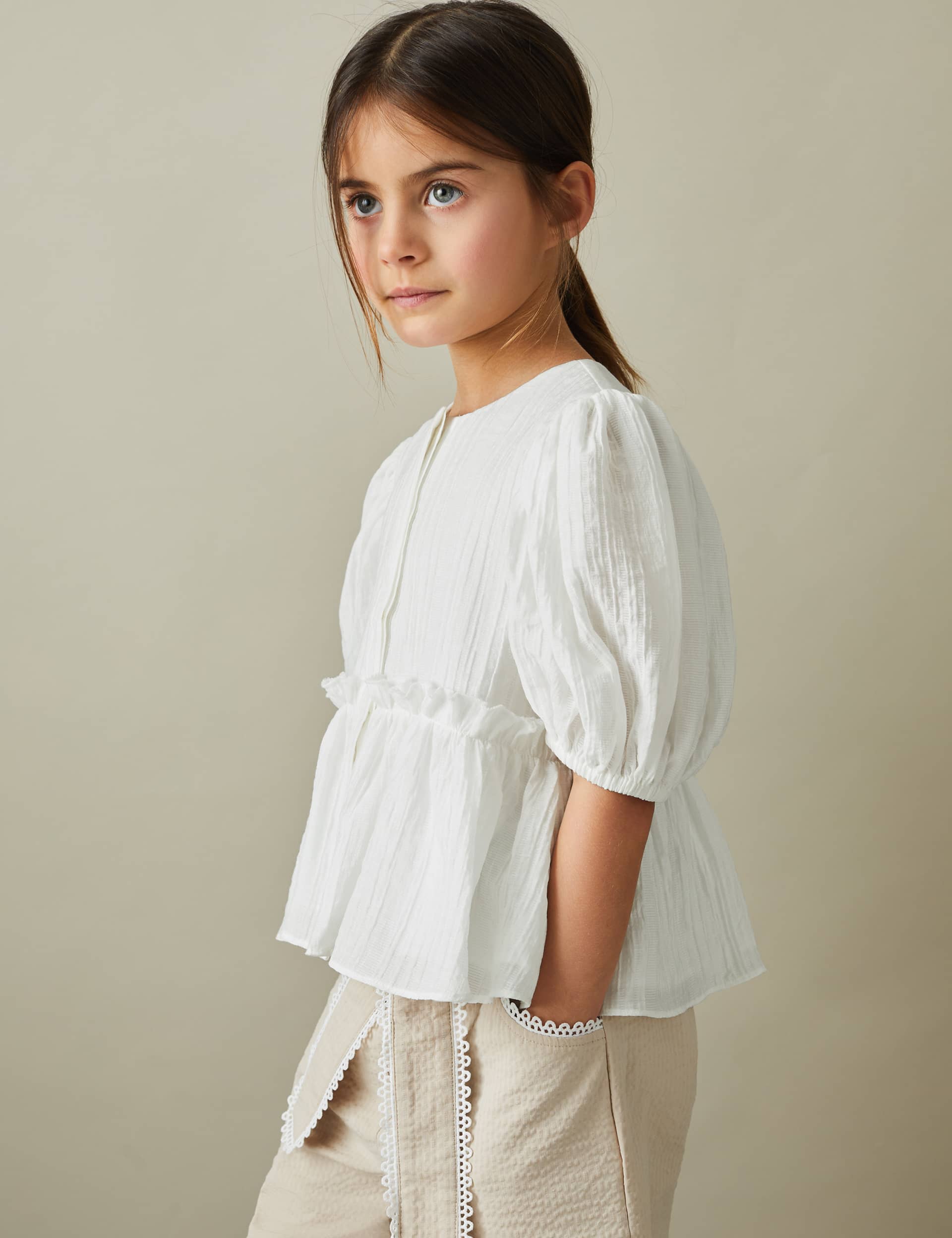 Reiss Girls Textured Top (4-14 Yrs) - 9-10Y - White, White