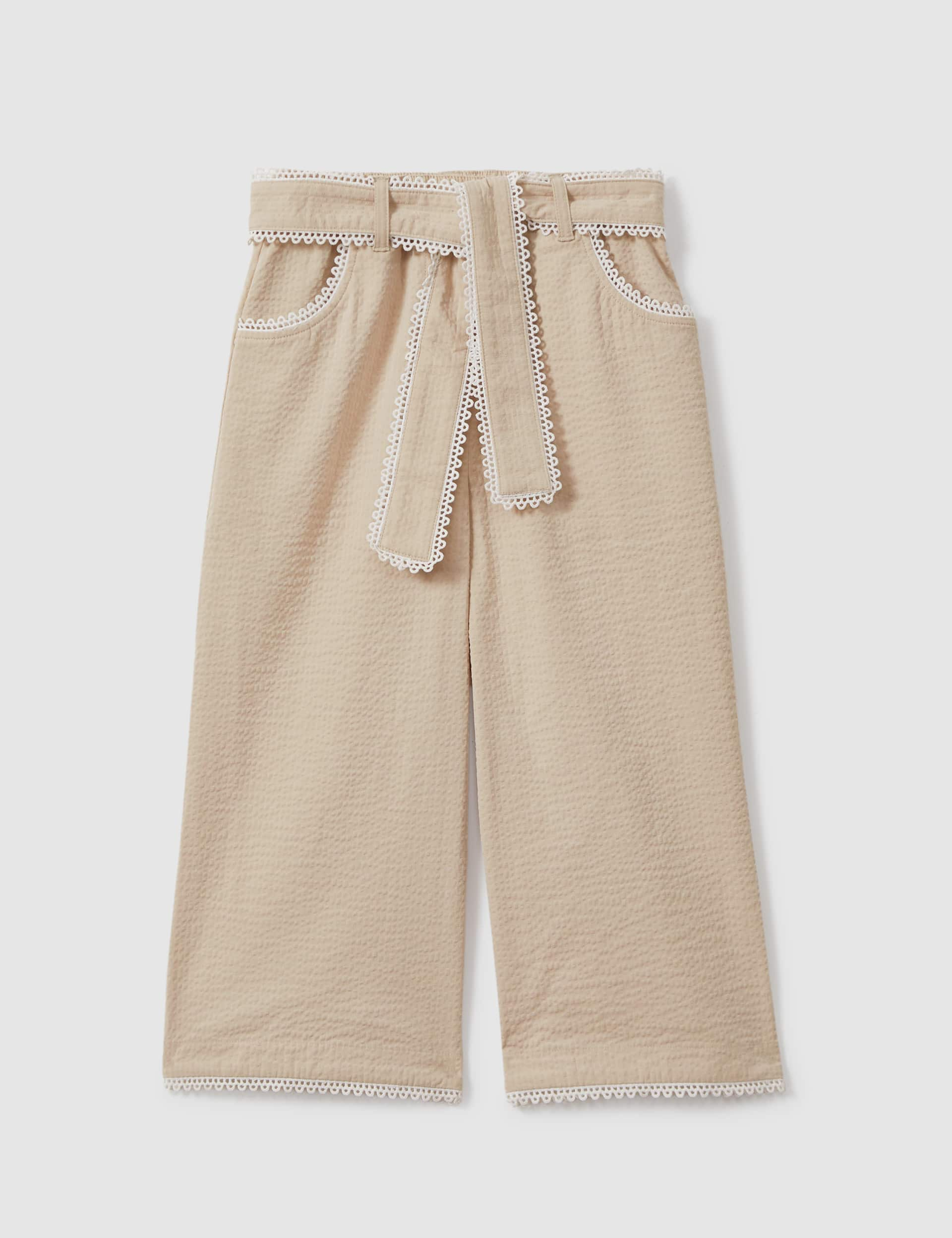 Reiss Girls Cotton Rich Trousers (4-14 Yrs) - 7-8 Y - Cream, Cream