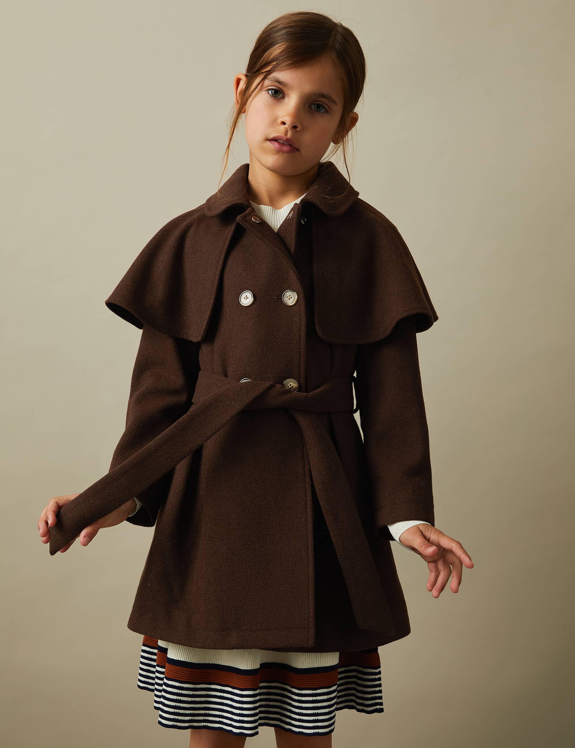 Reiss Girls Wool Blend Coat (4-14 Yrs) - 13-14 - Brown, Brown