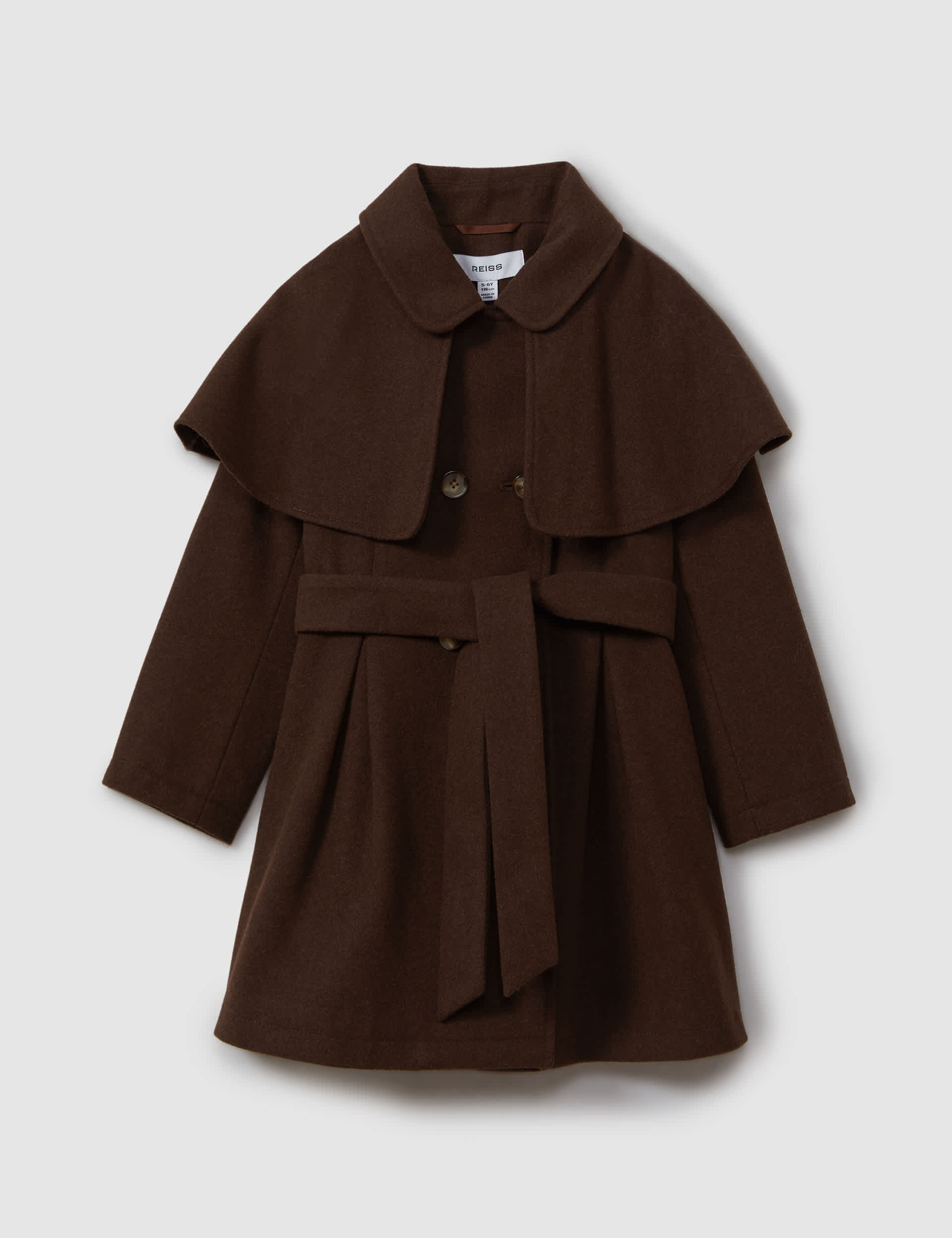 Reiss Girls Wool Blend Coat (4-14 Yrs) - 6-7 Y - Brown, Brown