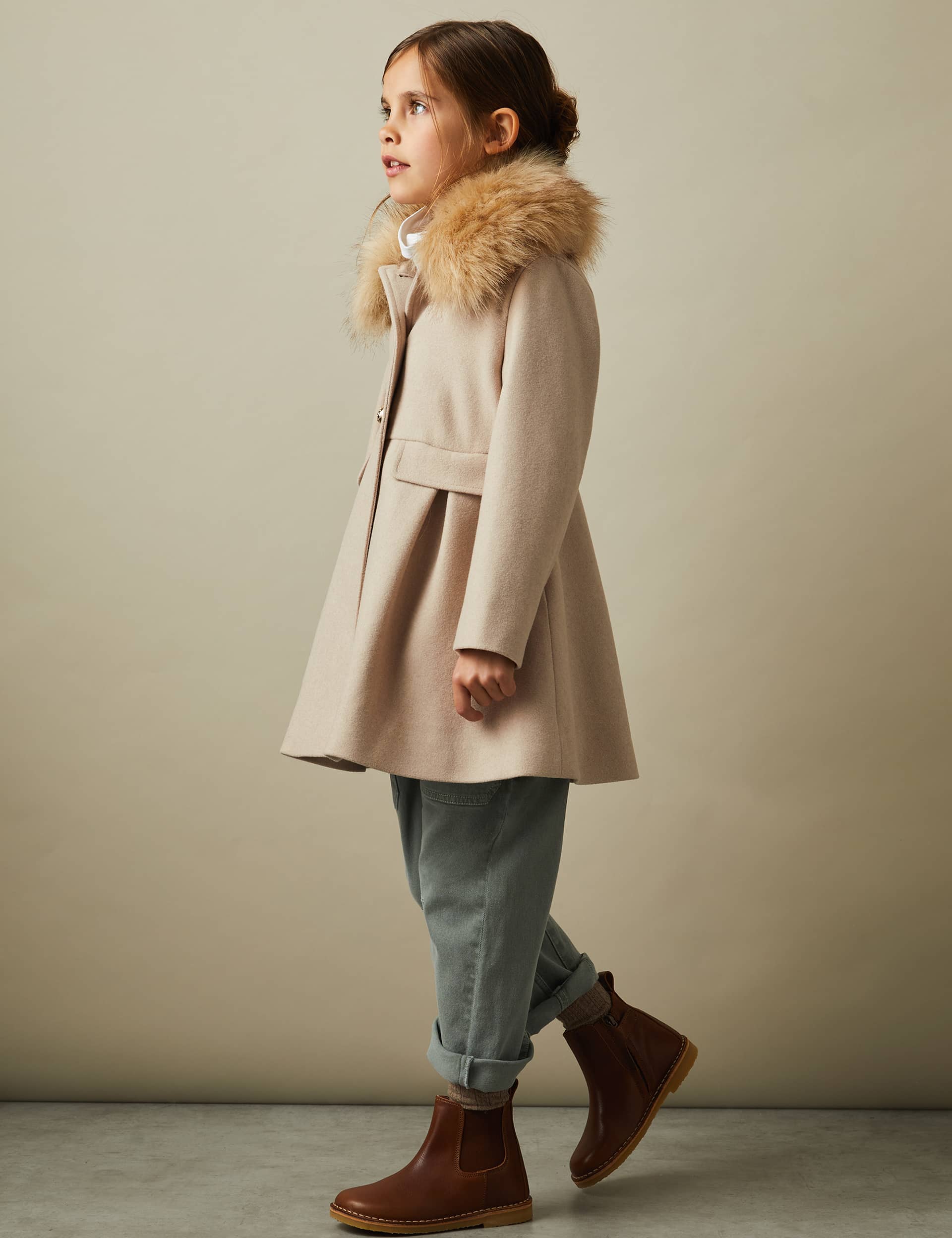 Reiss Girls Wool Blend Parka (4-14 Yrs) - 8-9 Y - Natural, Natural