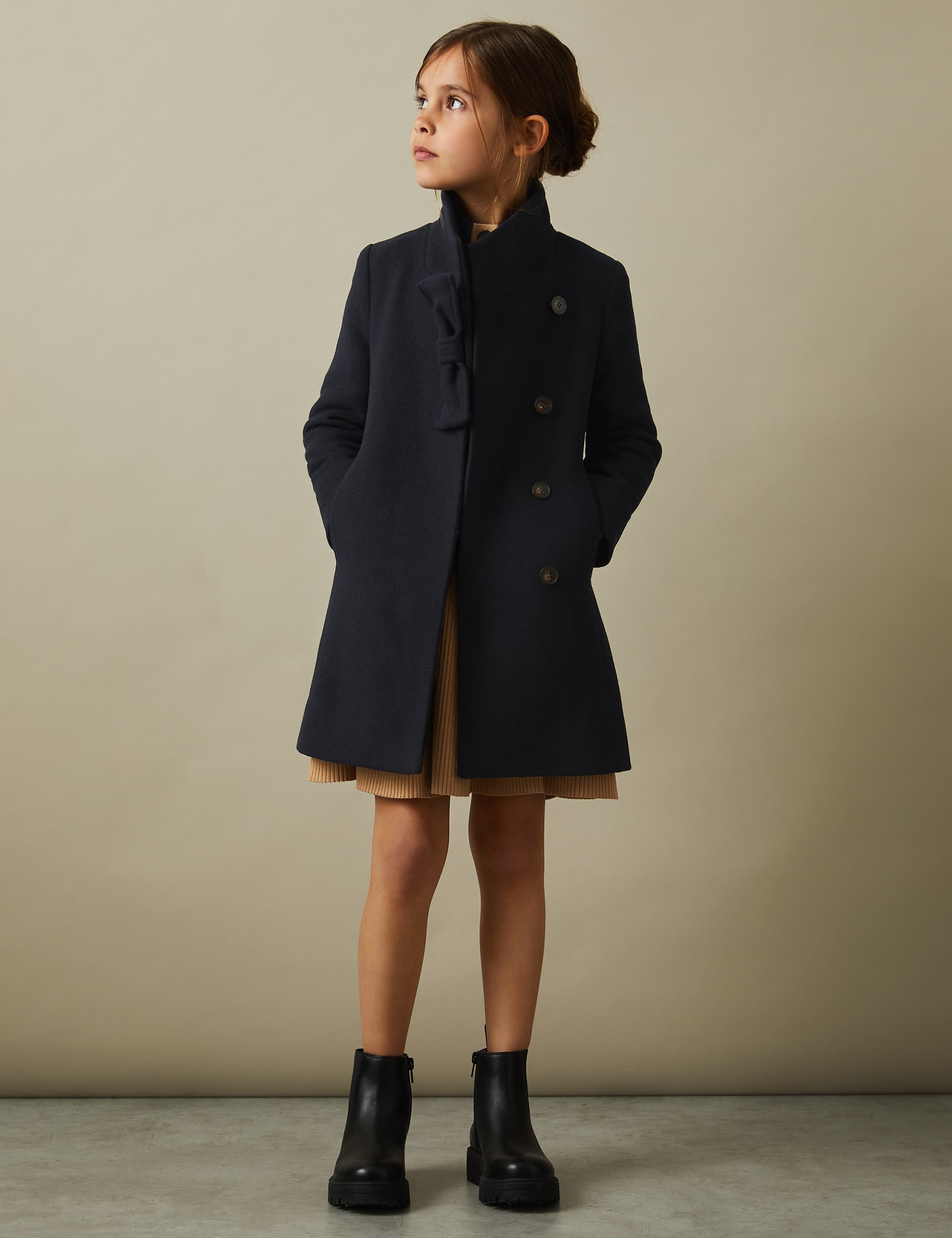 Reiss Girls Wool Blend Coat (4-14 Yrs) - 7-8 Y - Dark Blue, Dark Blue