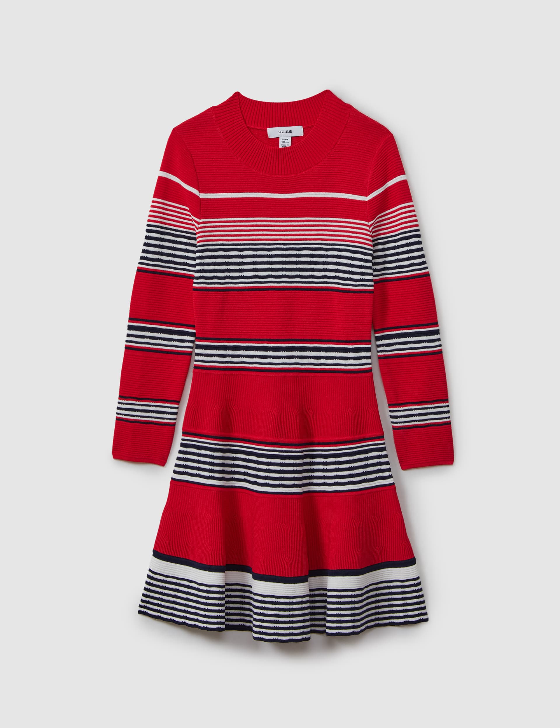 Reiss Girls Striped Knitted Dress (4-14 Yrs) - 7-8 Y - Red, Red