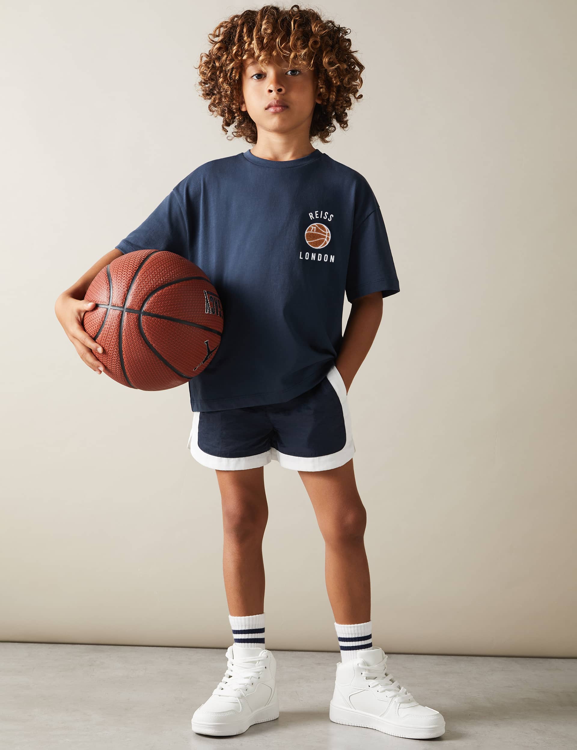 Reiss Boys Pure Cotton Basketball T-Shirt (3-14 Yrs) - 10-11 - Blue, Blue