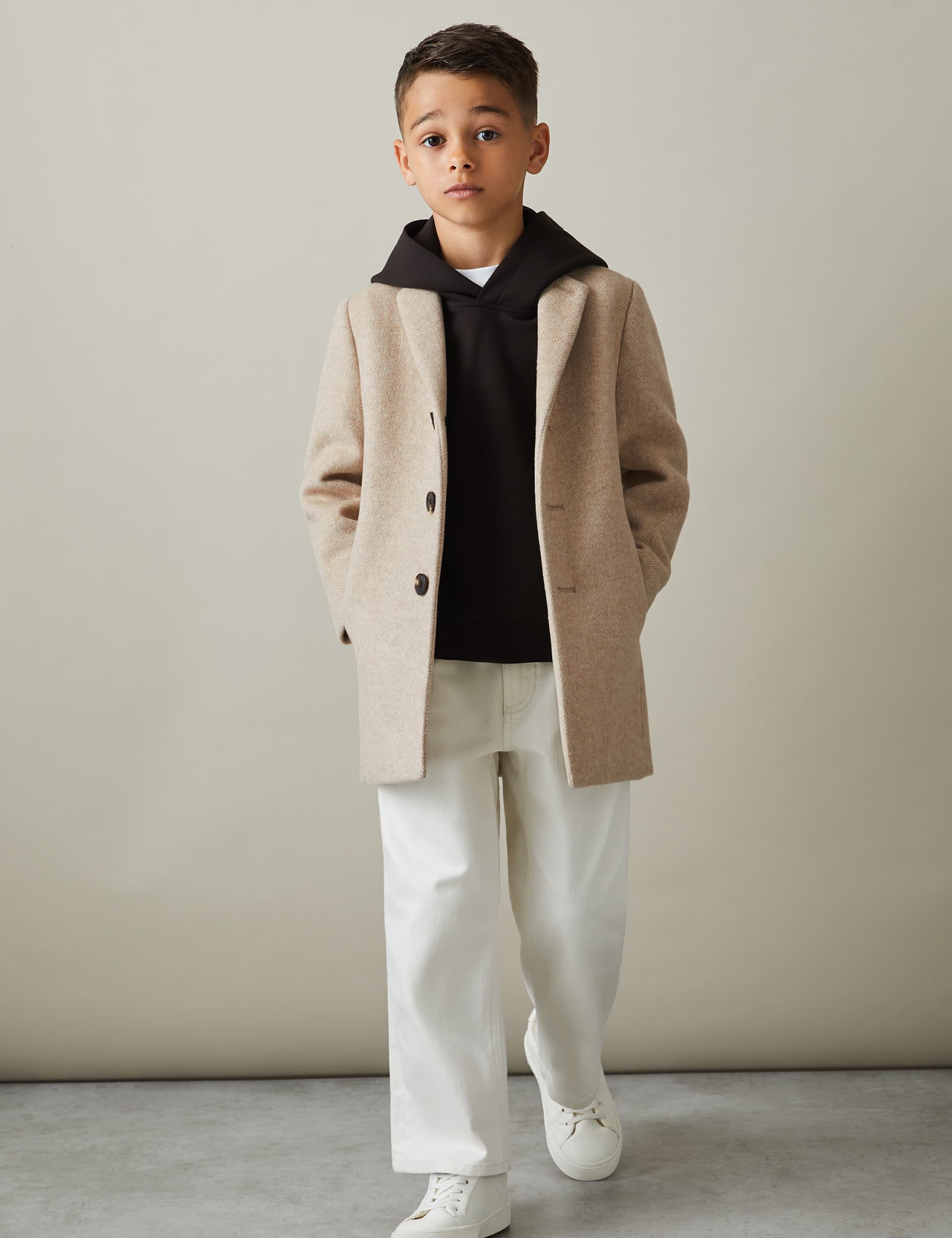 Reiss Boys Wool Blend Coat (3-14 Yrs) - 12-13 - Natural, Natural