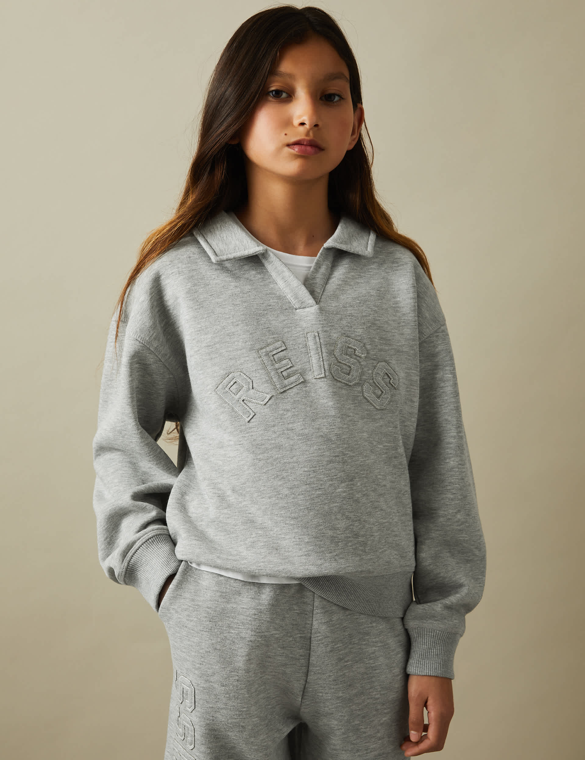 Reiss Girls Cotton Blend Appliqu Sweatshirt (4-14 Yrs) - 7-8 Y - Grey, Grey