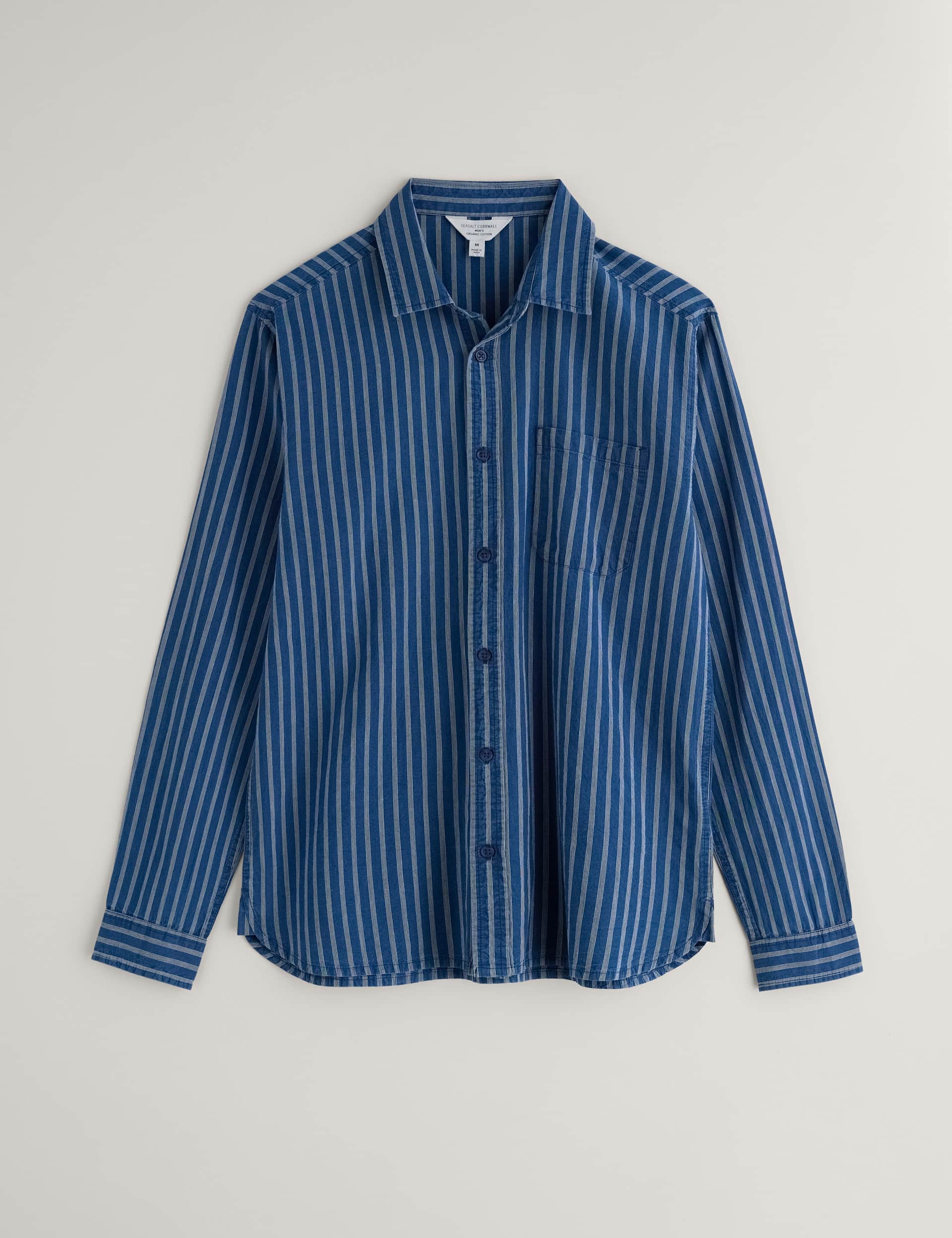 Seasalt Cornwall Men's Regular Fit Pure Cotton Striped Shirt - M - Blue Mix, Blue Mix