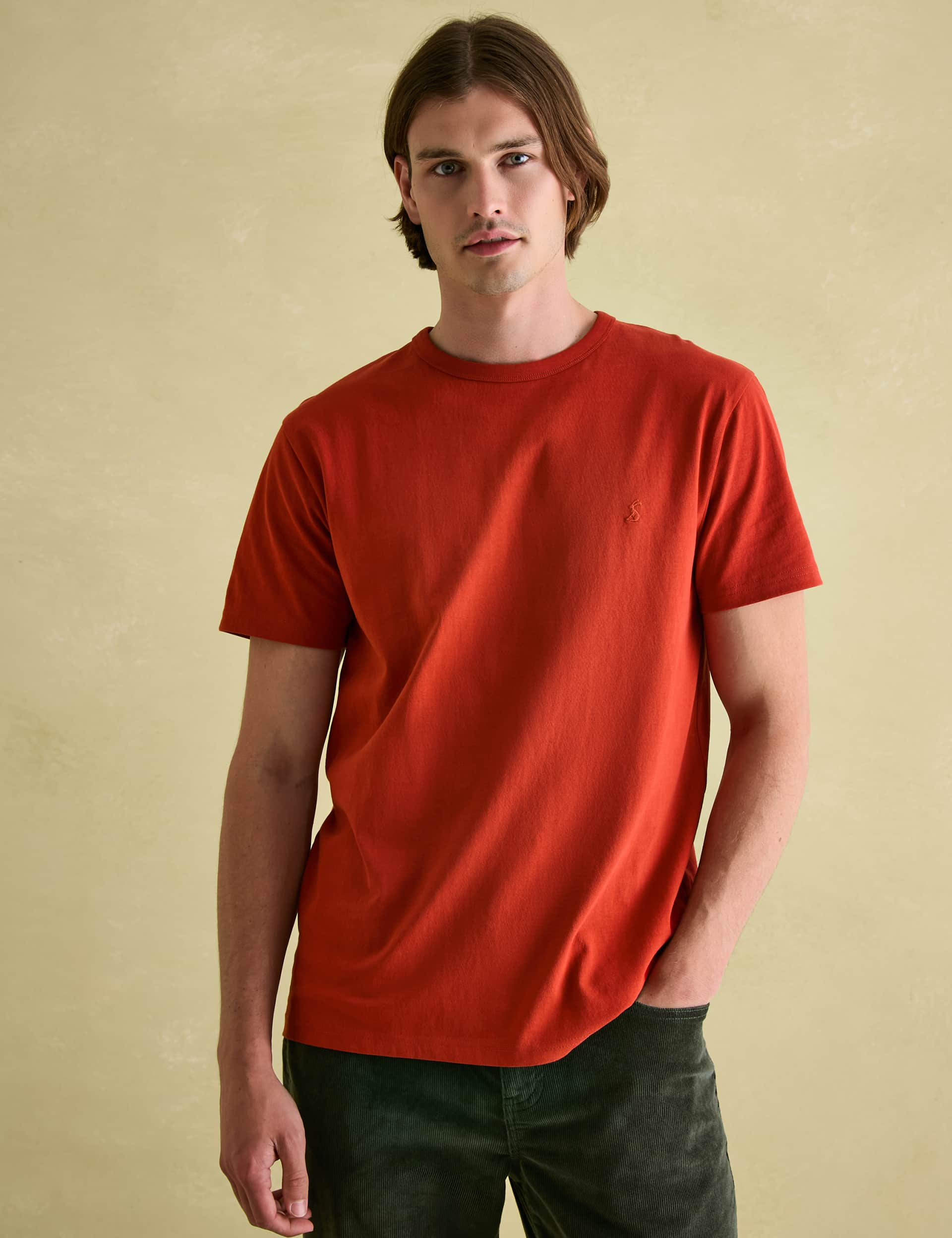 Joules Men's Pure Cotton Crew Neck T-Shirt - L - Orange, Orange