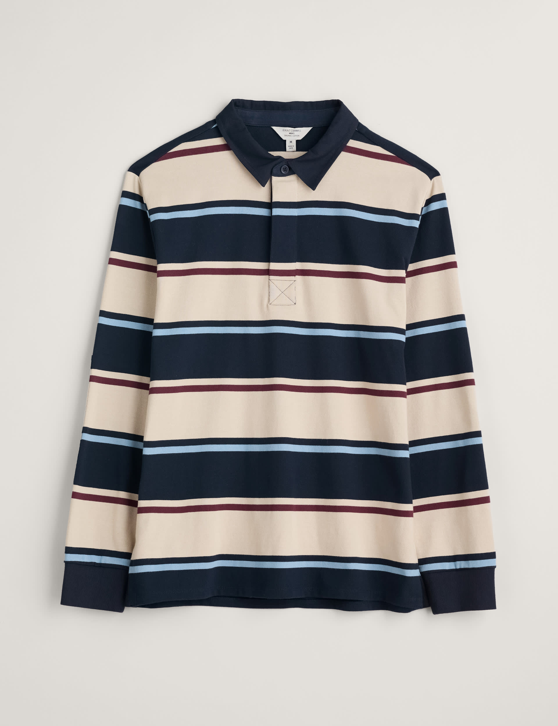 Seasalt Cornwall Men's Pure Cotton Striped Long Sleeve Rugby Top - Multi, Multi