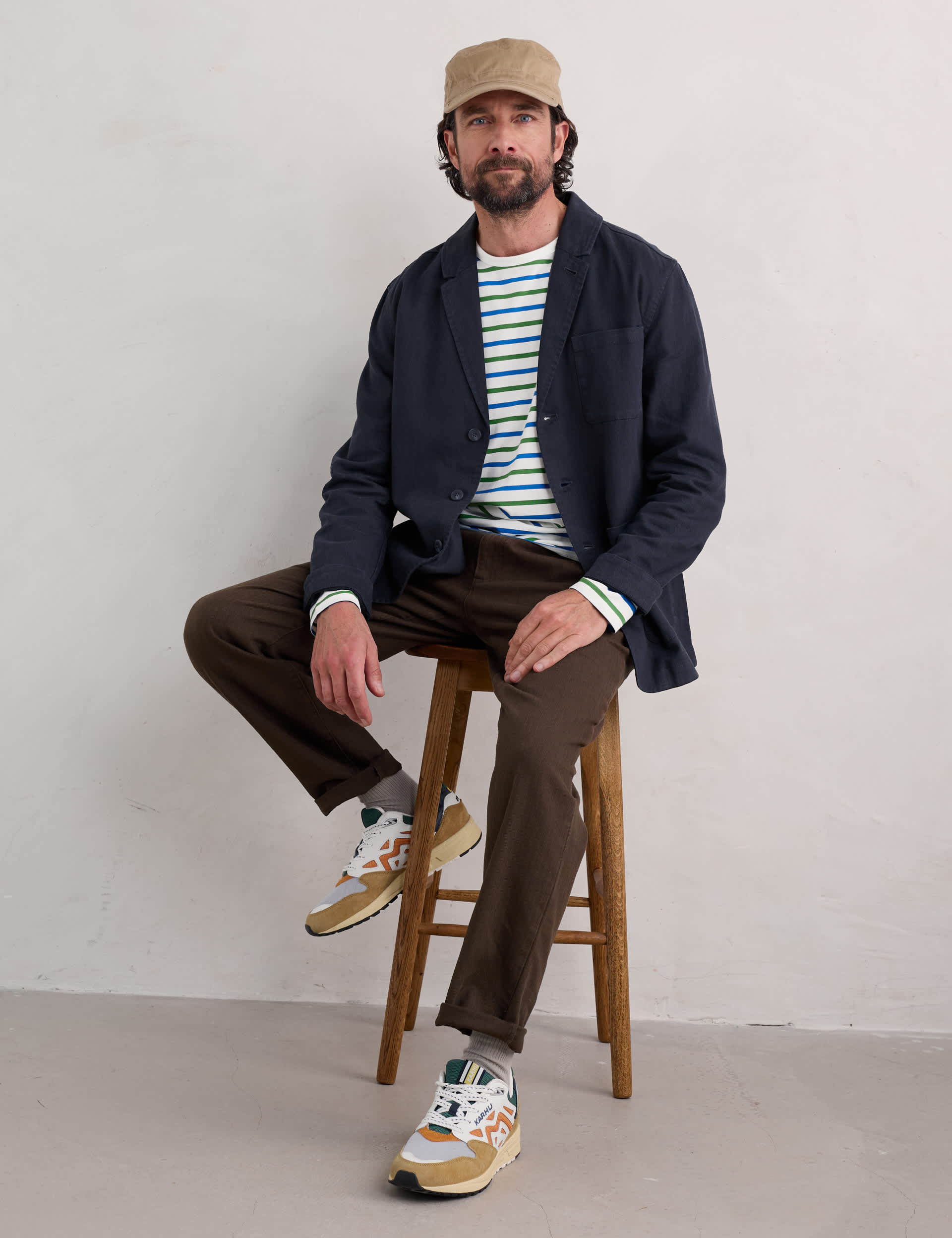 Seasalt Cornwall Men's Pure Cotton Striped Long Sleeve T-Shirt