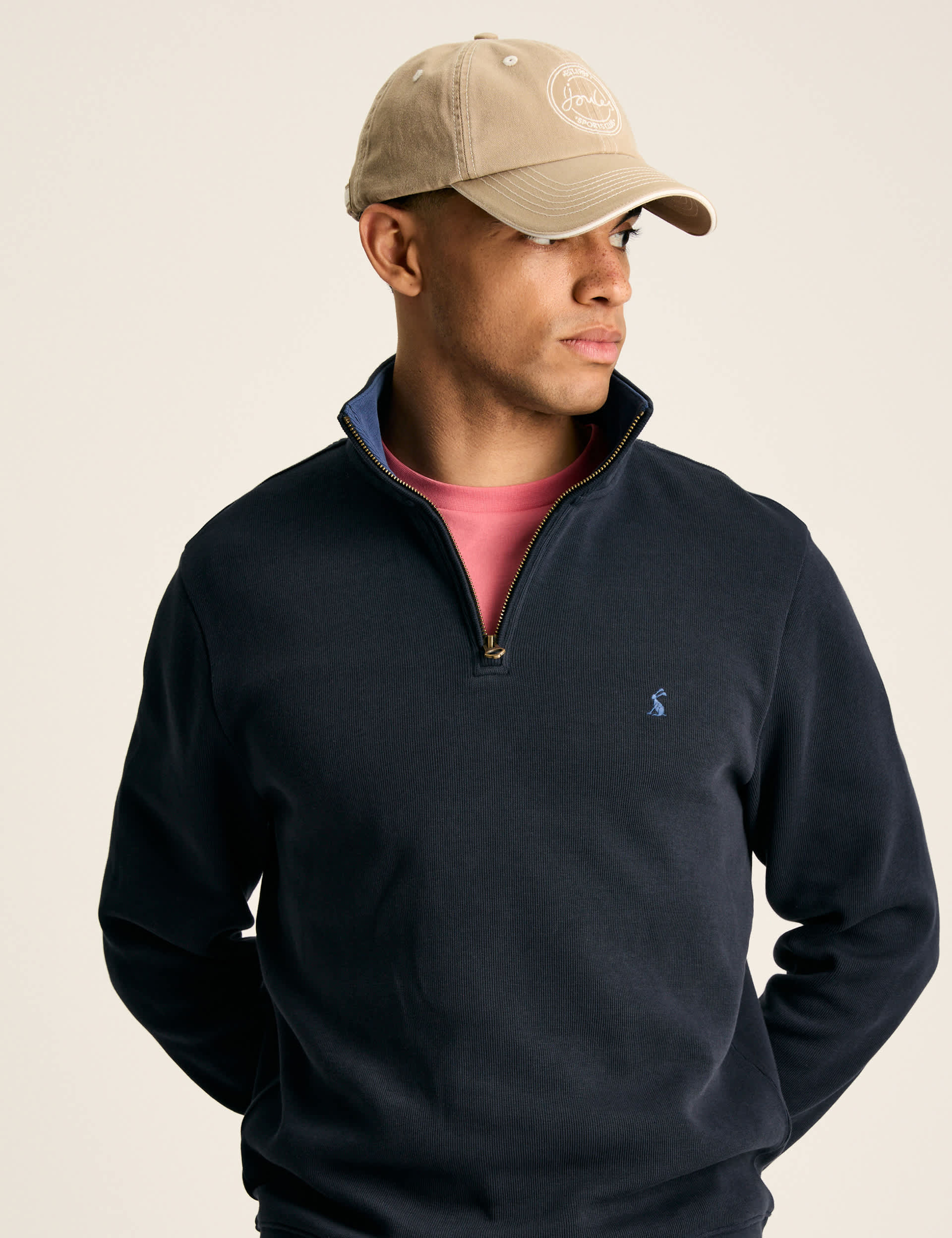 Joules Men's Pure Cotton Half Zip Jumper - S - Navy, Navy