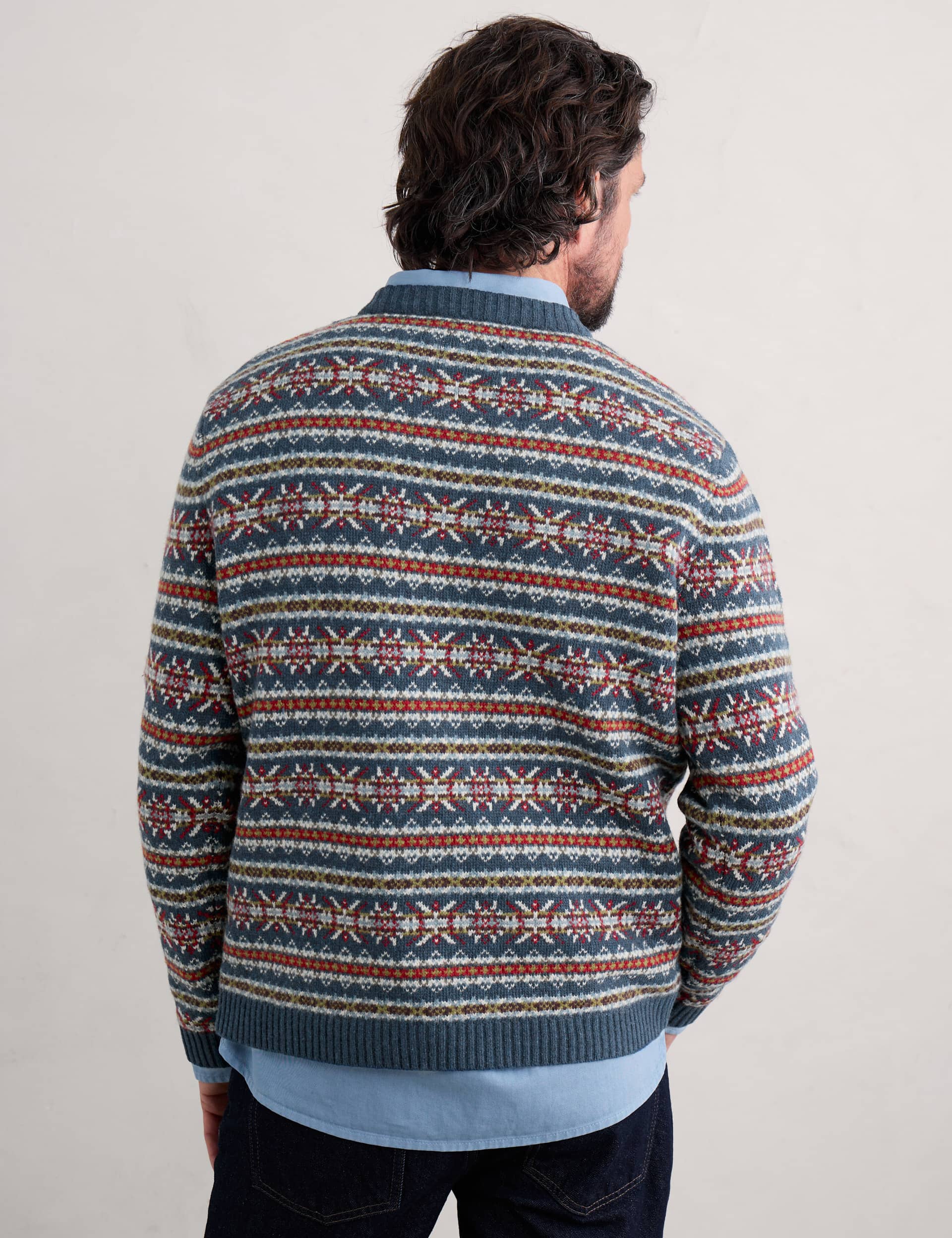 Seasalt Cornwall Men's Lambswool Rich Fair Isle Crew Neck Jumper - XL - Multi, Multi