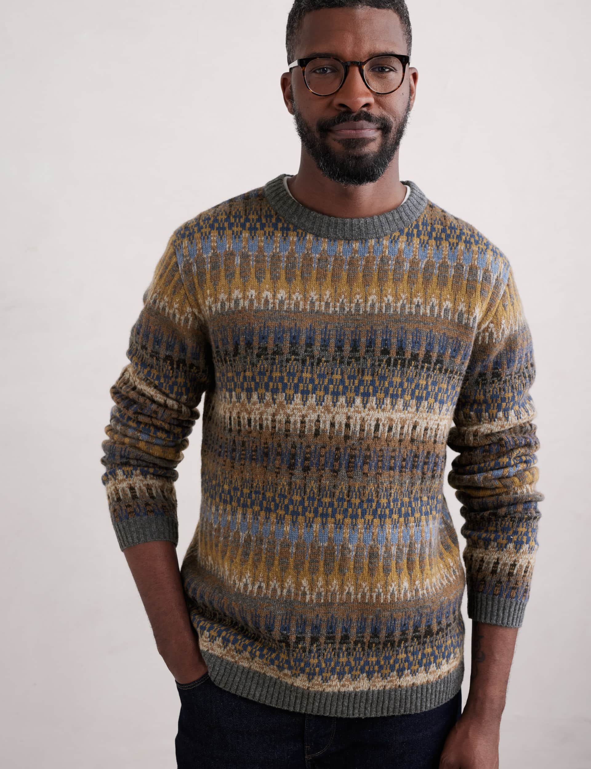 Seasalt Cornwall Men's Lambswool Rich Fair Isle Jumper