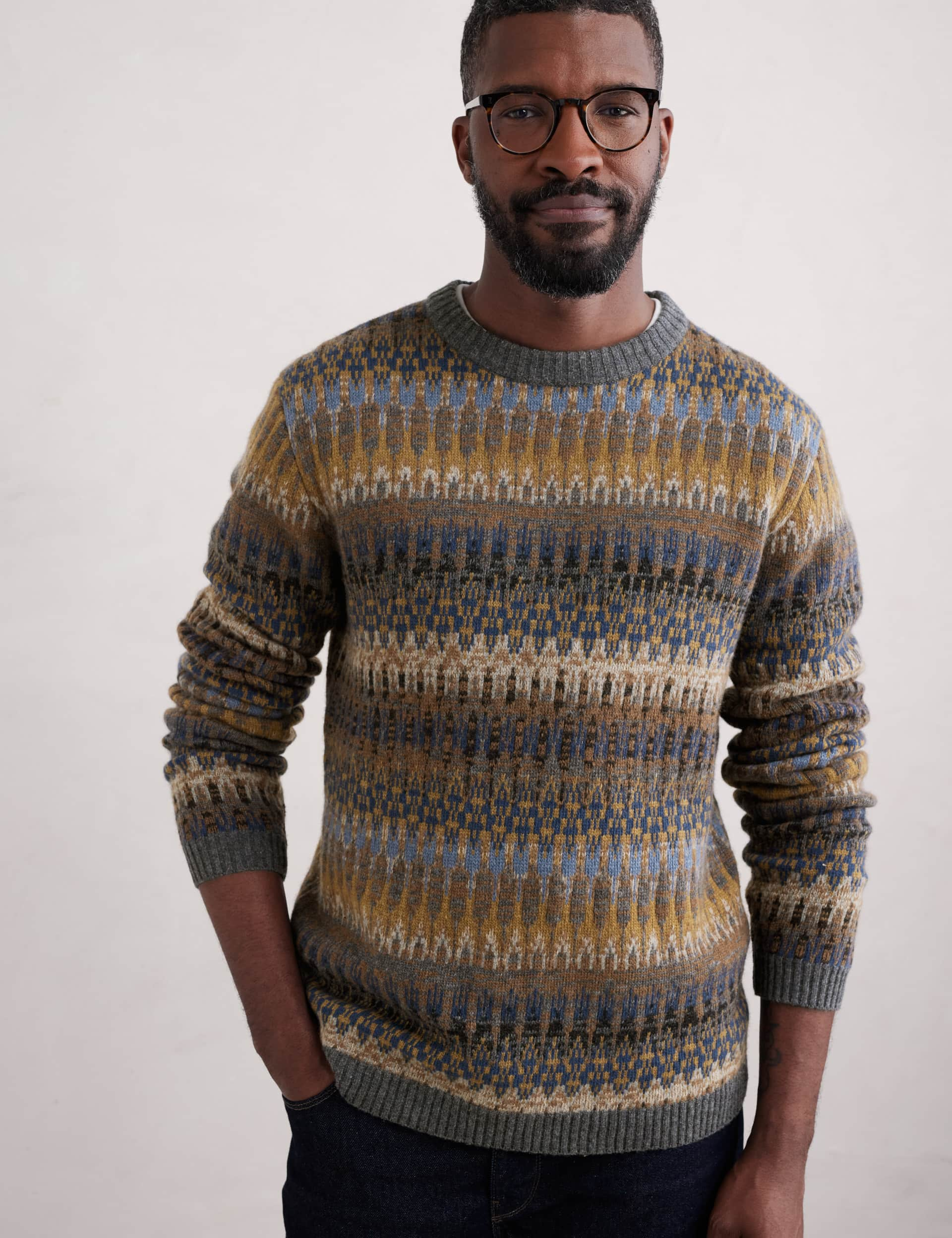 Seasalt Cornwall Men's Lambswool Rich Fair Isle Jumper - Multi, Multi