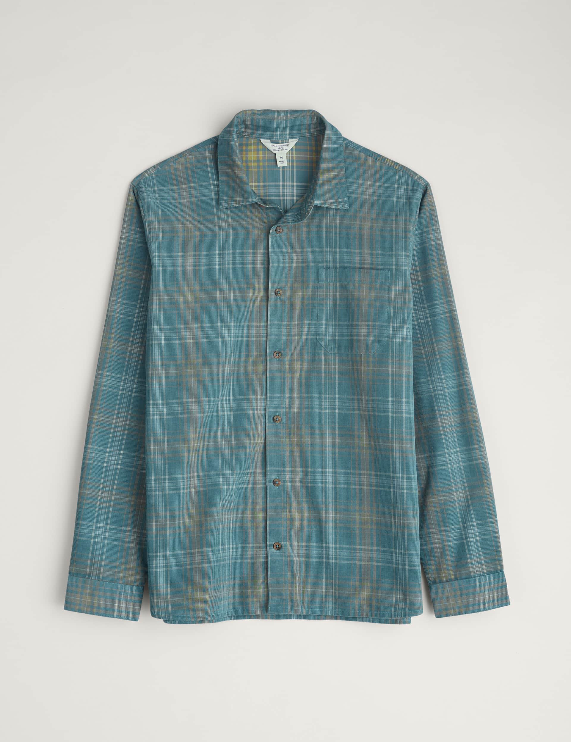 Seasalt Cornwall Men's Pure Cotton Check Shirt - L - Blue, Blue