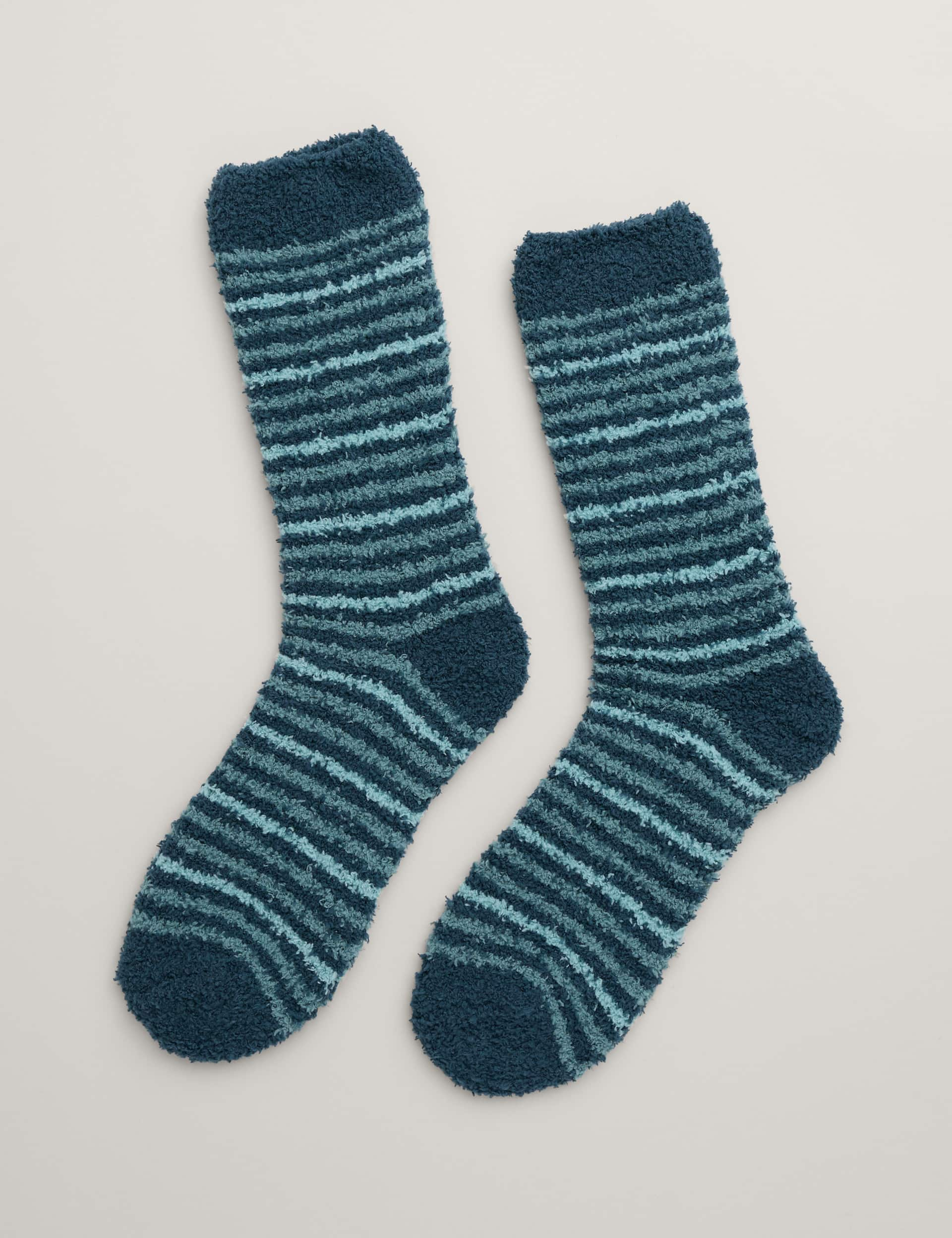 Seasalt Cornwall Men's Striped Socks - Blue Mix, Blue Mix