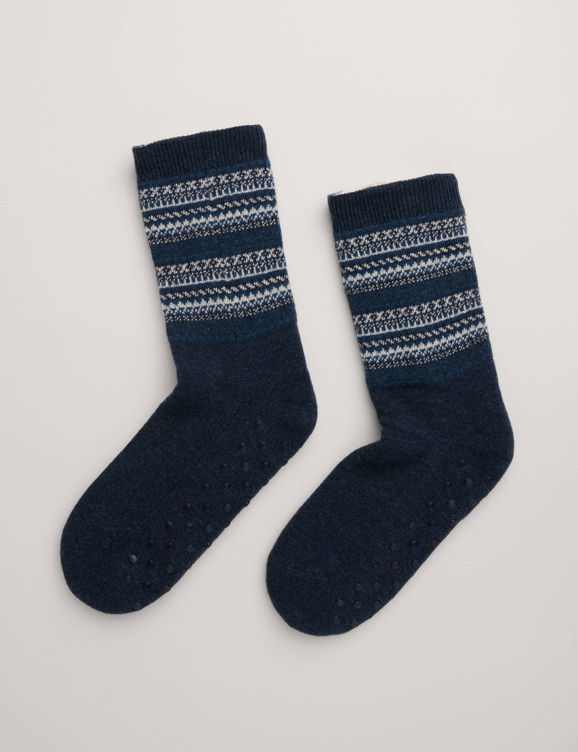 Seasalt Cornwall Men's Novelty Lambswool Rich Socks - Navy Mix, Navy Mix