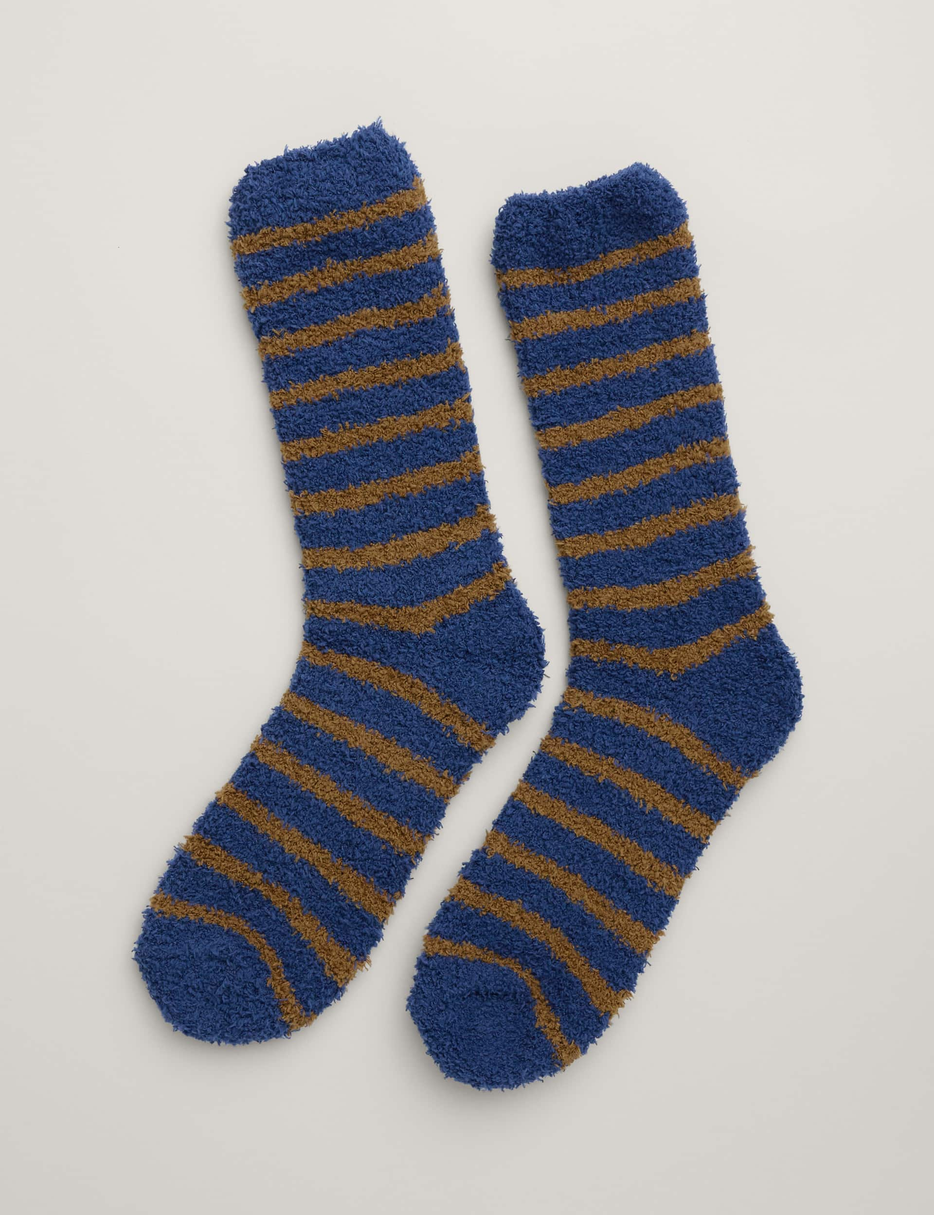 Seasalt Cornwall Men's Striped Socks - Navy Mix, Navy Mix