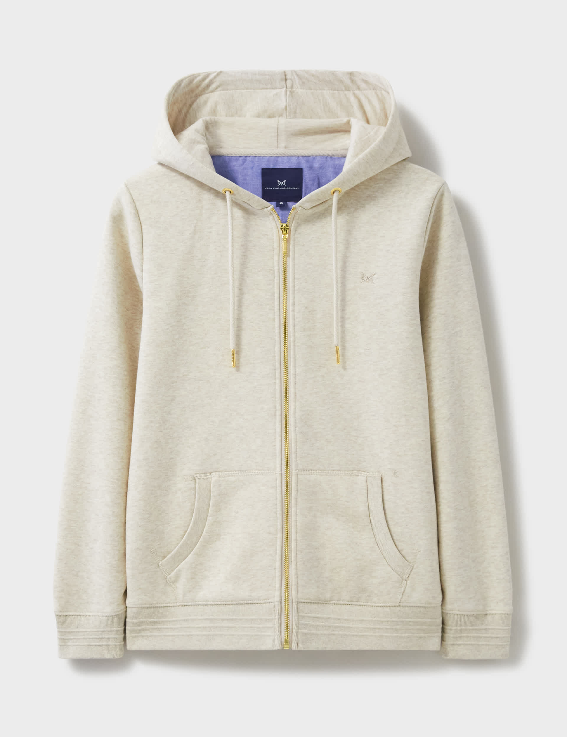 Crew Clothing Women's Cotton Rich Zip Up Hoodie - 6 - Oatmeal, Oatmeal