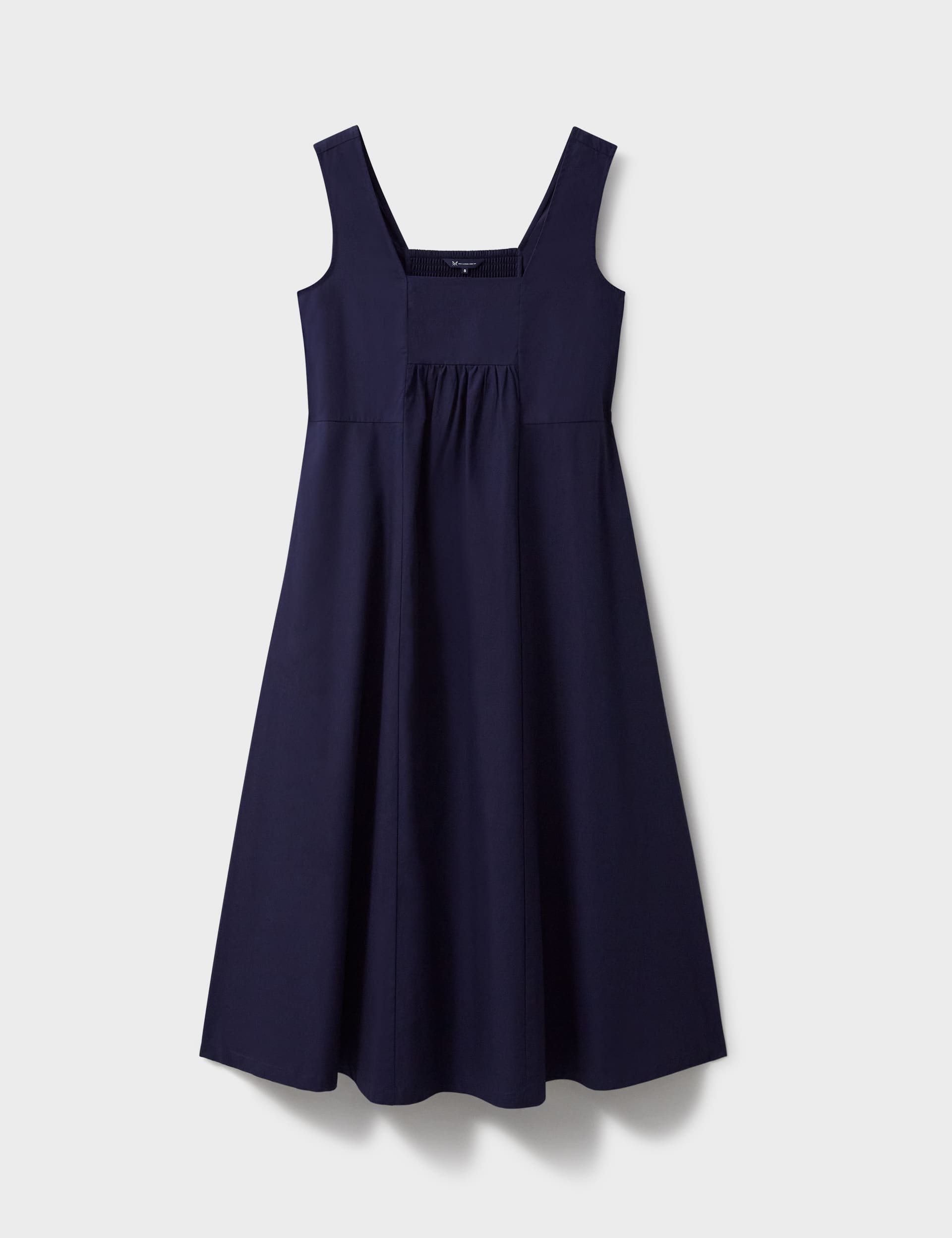 Crew Clothing Women's Pure Cotton Square Neck Midi Shirred Dress - 6 - Navy, Navy