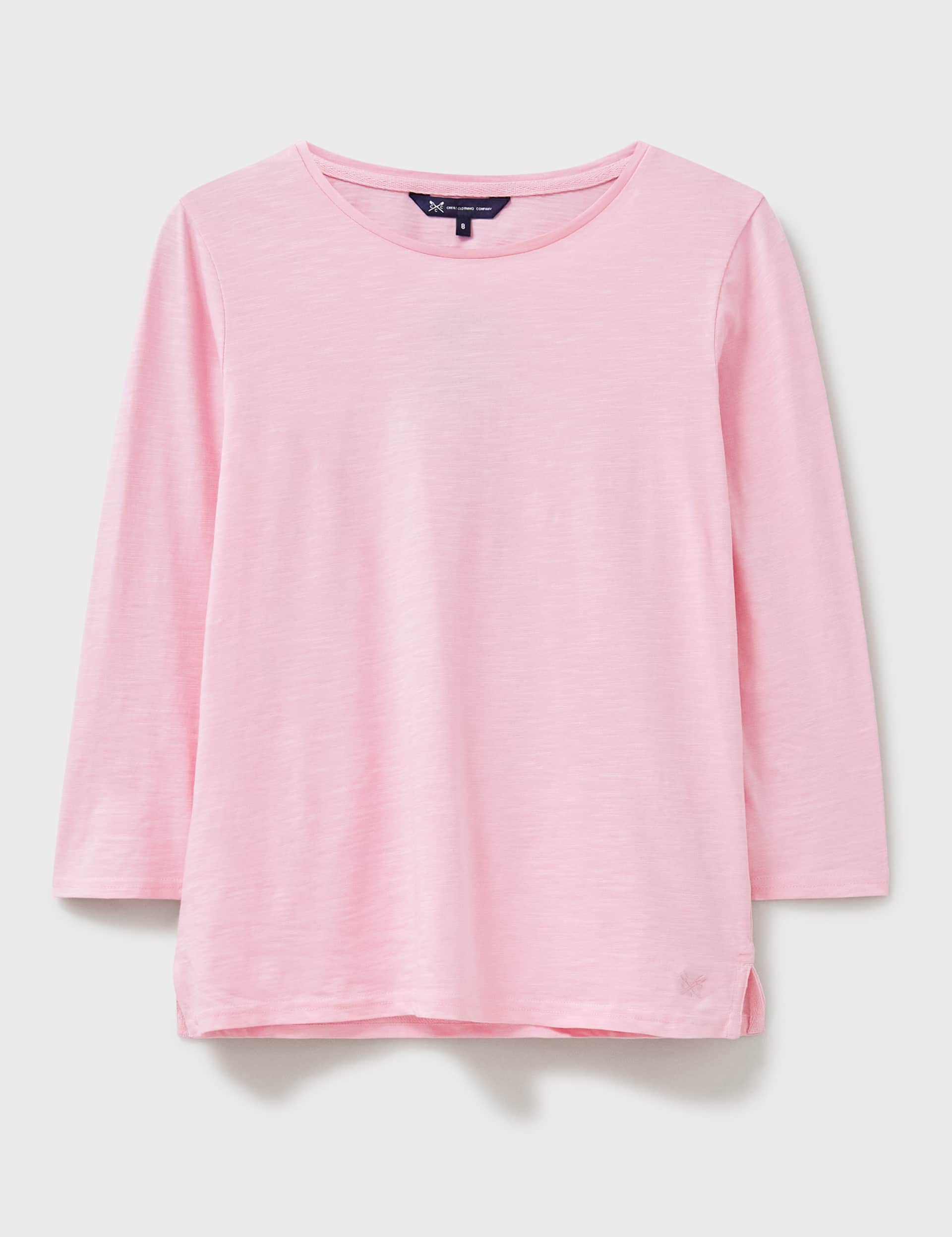 Crew Clothing Women's Pure Cotton Crew Neck Top - 8 - Light Pink, Light Pink,White,Navy