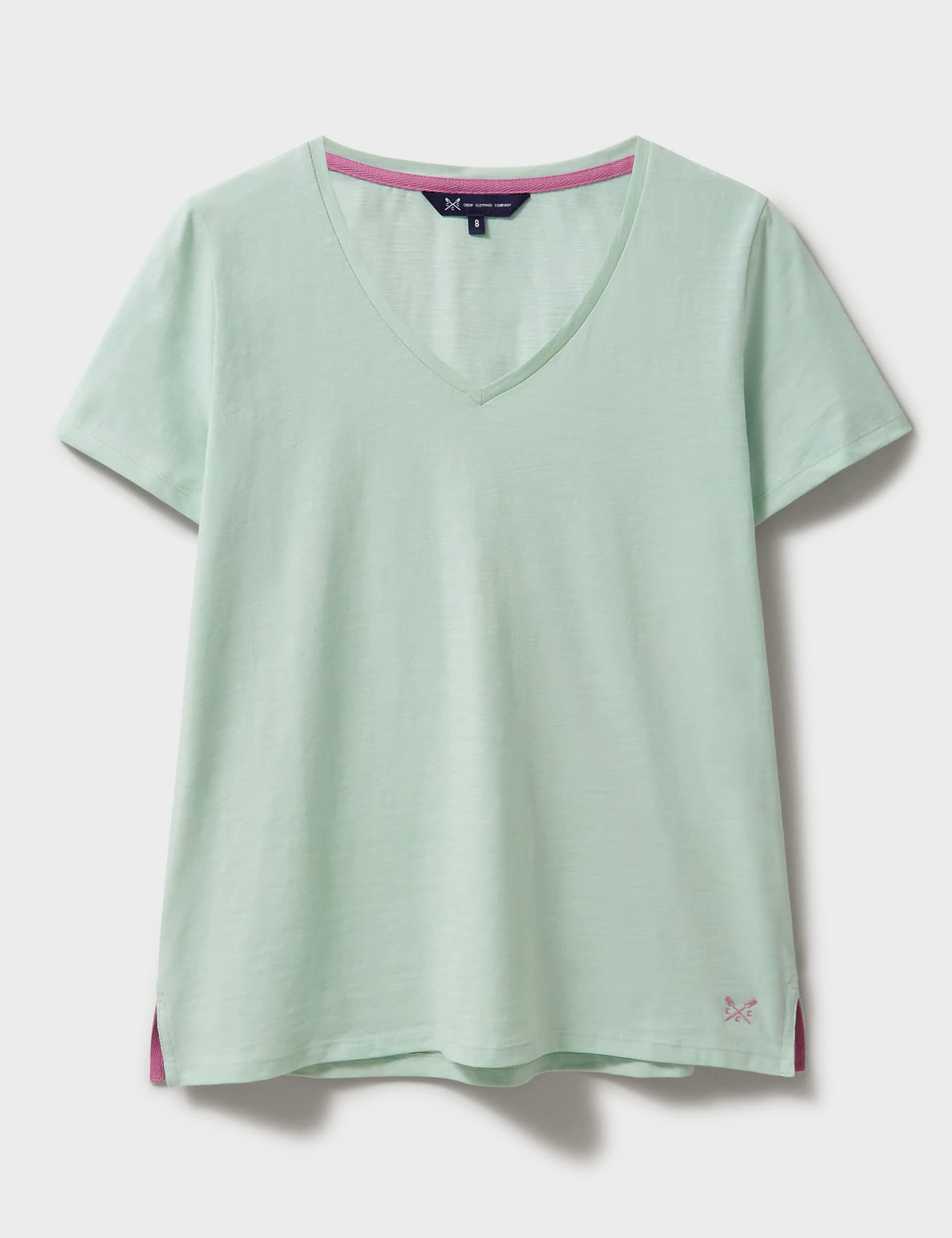 Crew Clothing Women's Pure Cotton V-Neck T-Shirt - 6 - Light Green, Light Green