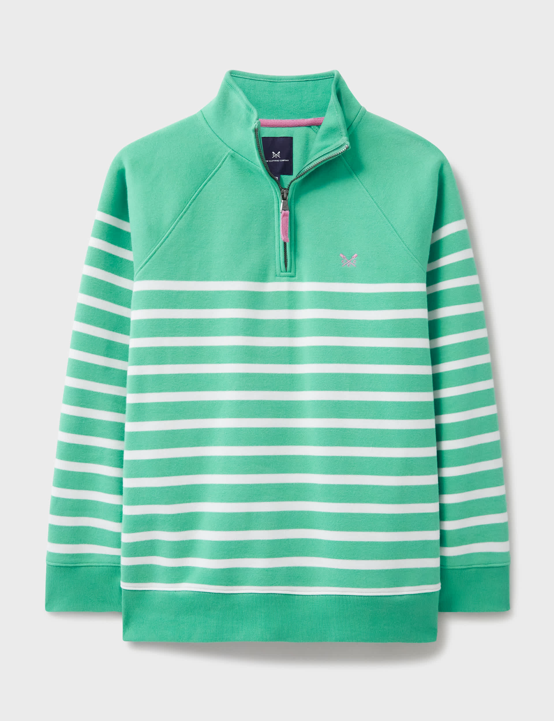 Crew Clothing Women's Cotton Rich Striped Funnel Neck Sweatshirt - 10 - Green Mix, Green Mix