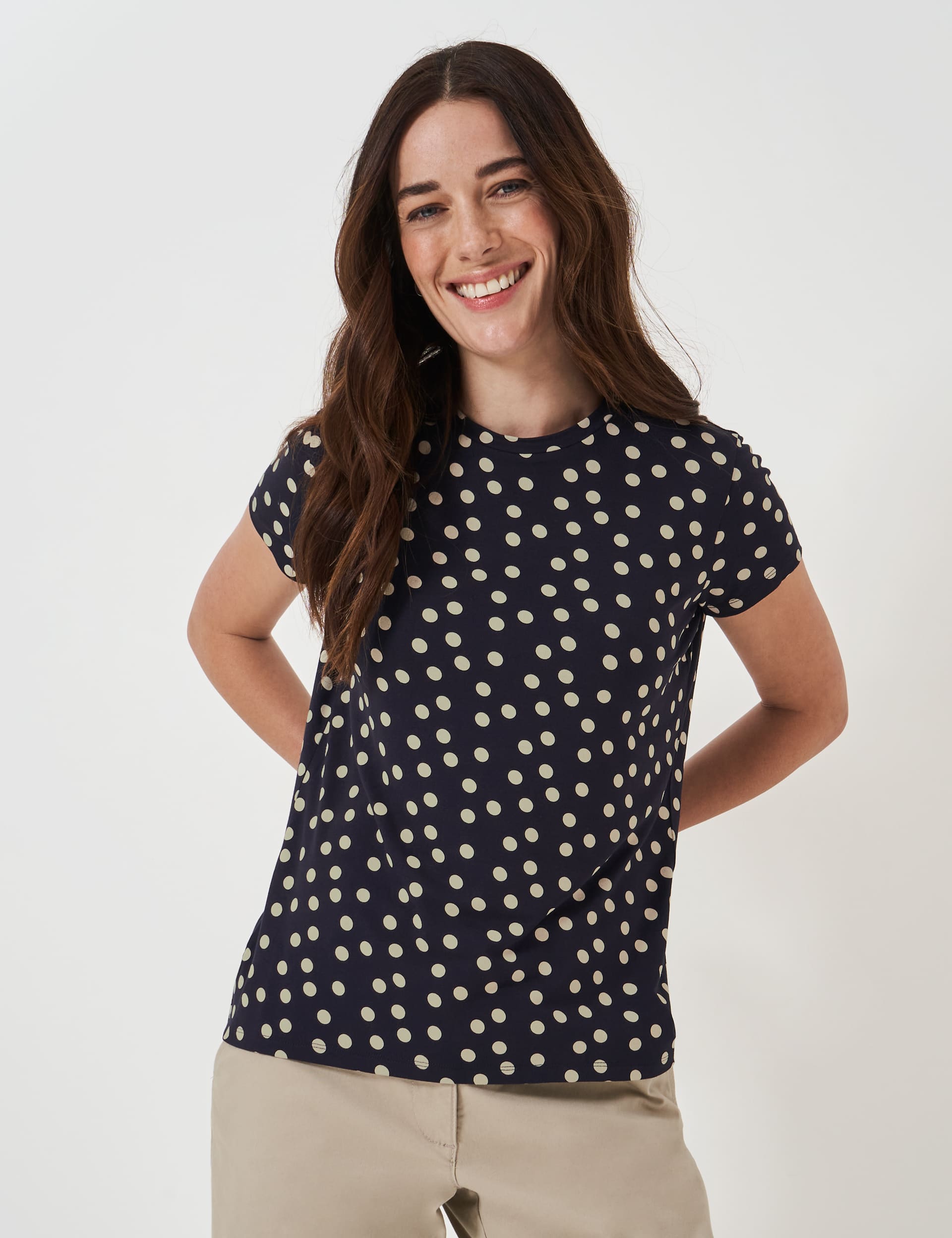 Crew Clothing Women's Cotton Rich Polka Dot T-Shirt