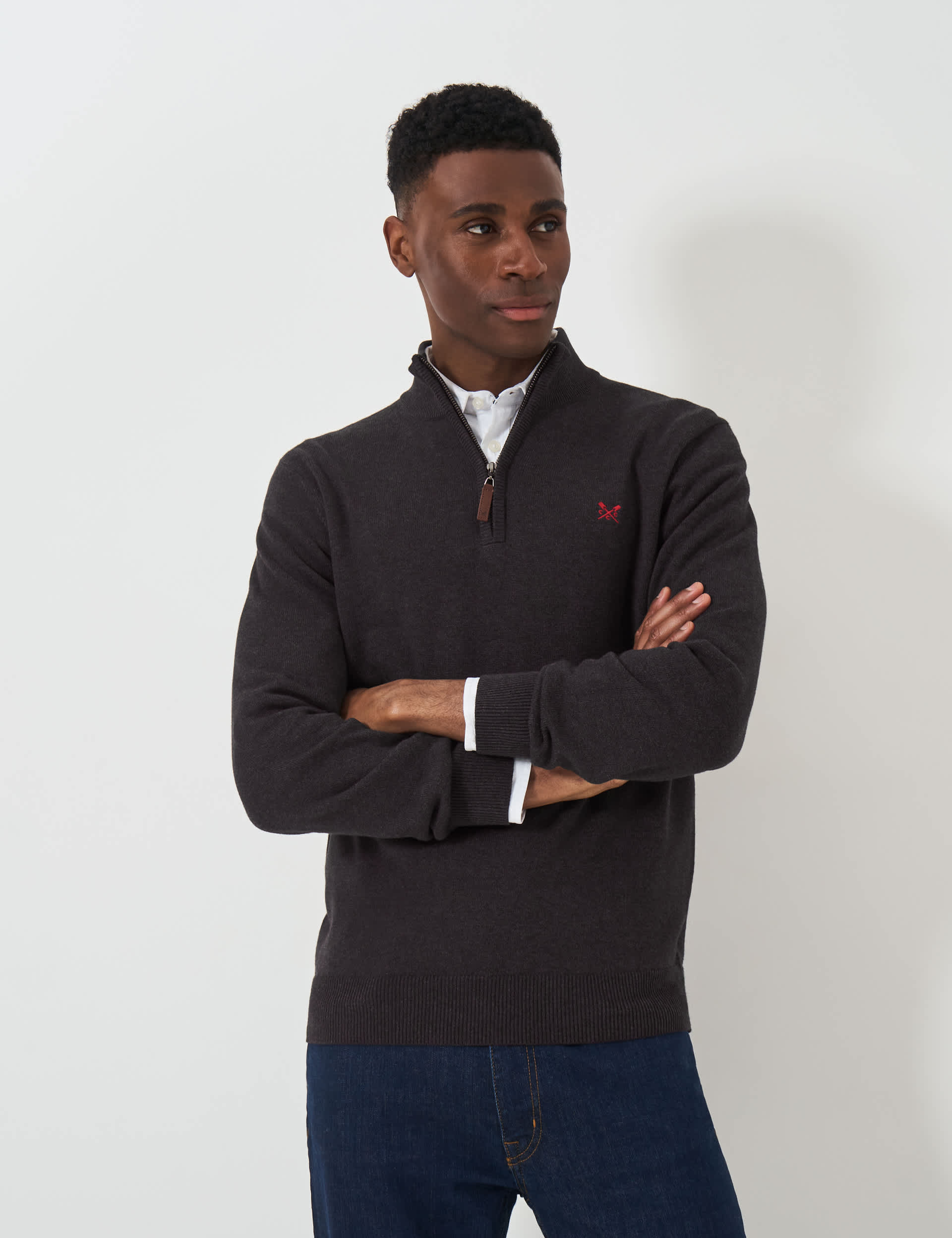 Crew Clothing Men's Pure Cotton Half Zip Jumper