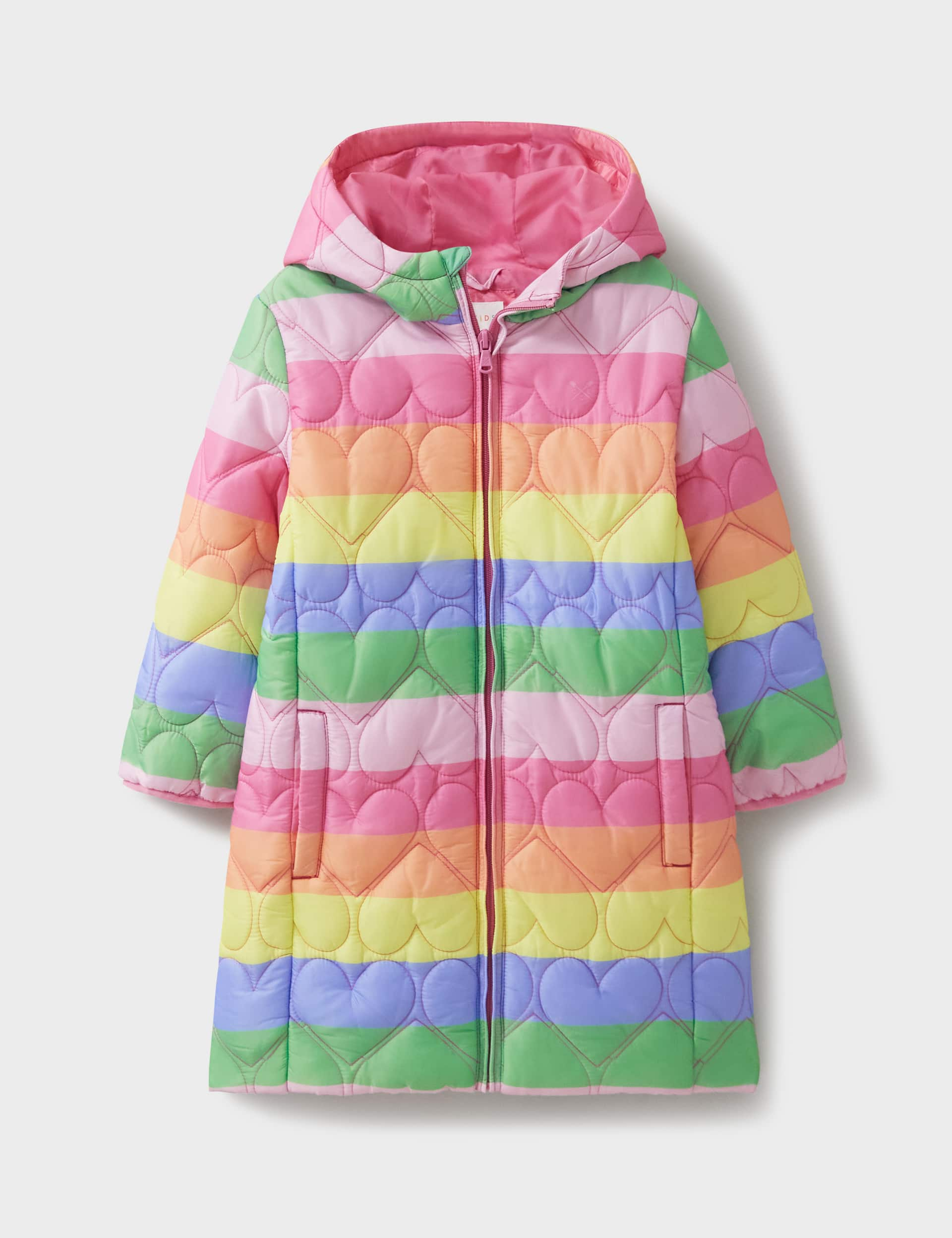 Crew Clothing Girls Quilted Striped Puffer Jacket (3-12 Yrs) - 3-4 Y - Pink Mix, Pink Mix