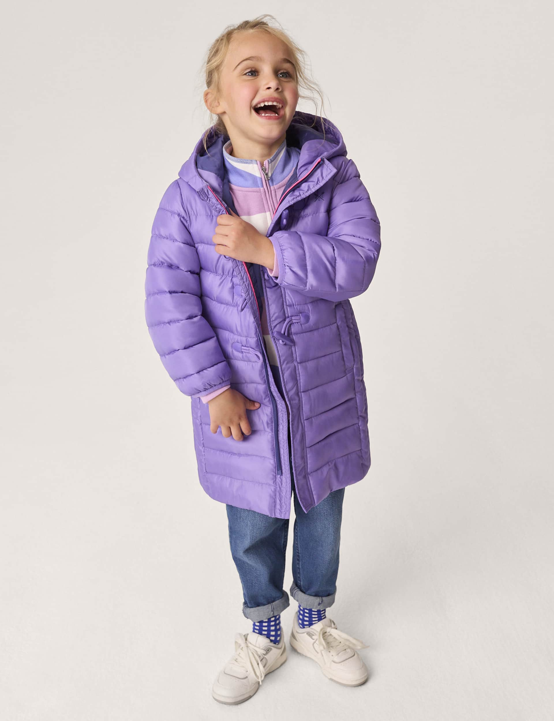 Crew Clothing Girls Quilted Longline Puffer Jacket (3-12 Yrs) - 5-6 Y - Lilac, Lilac