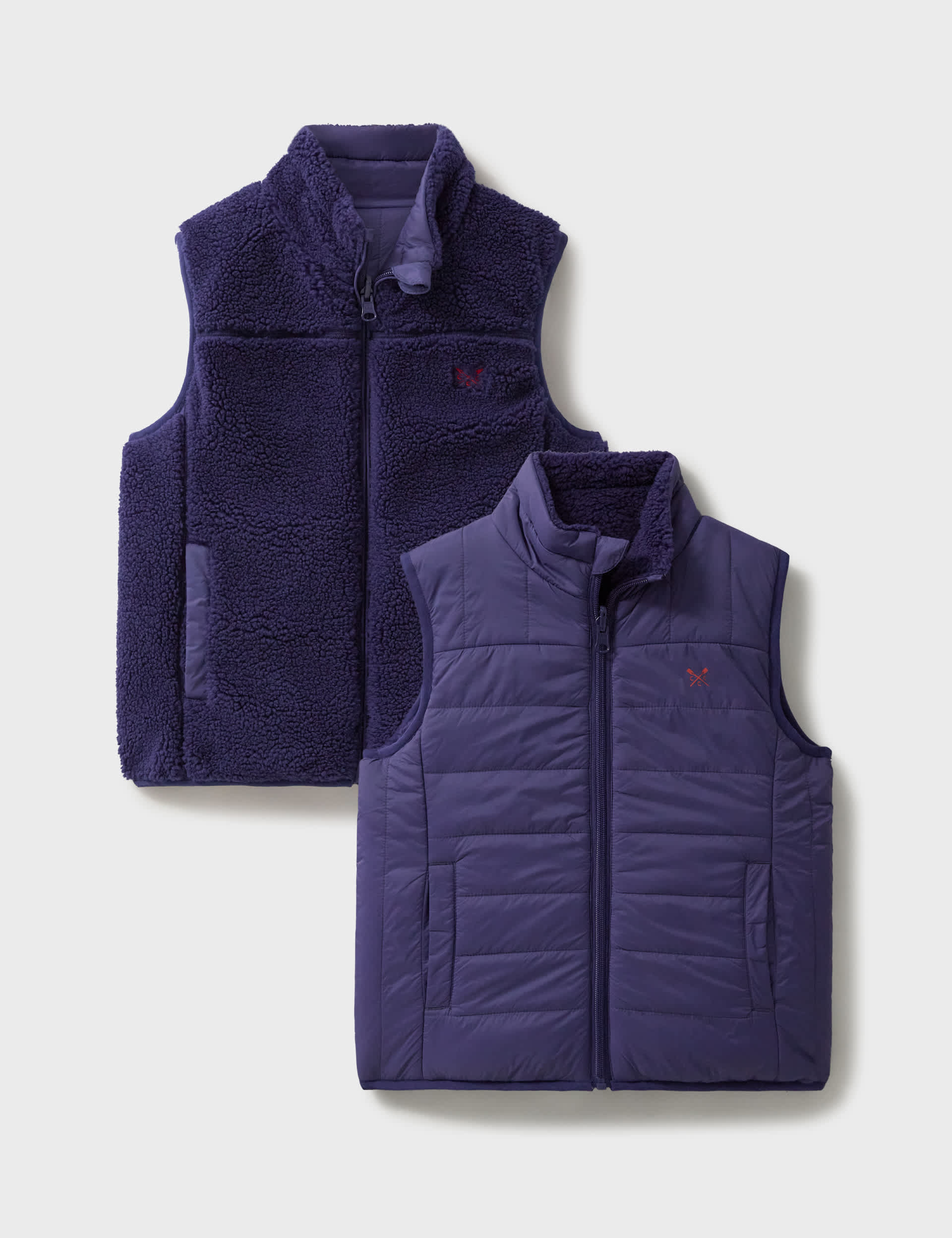 Crew Clothing Boys Reversible Padded Fleece Lined Gilet (3-12 Yrs) - 8-9 Y - Navy Mix, Navy Mix