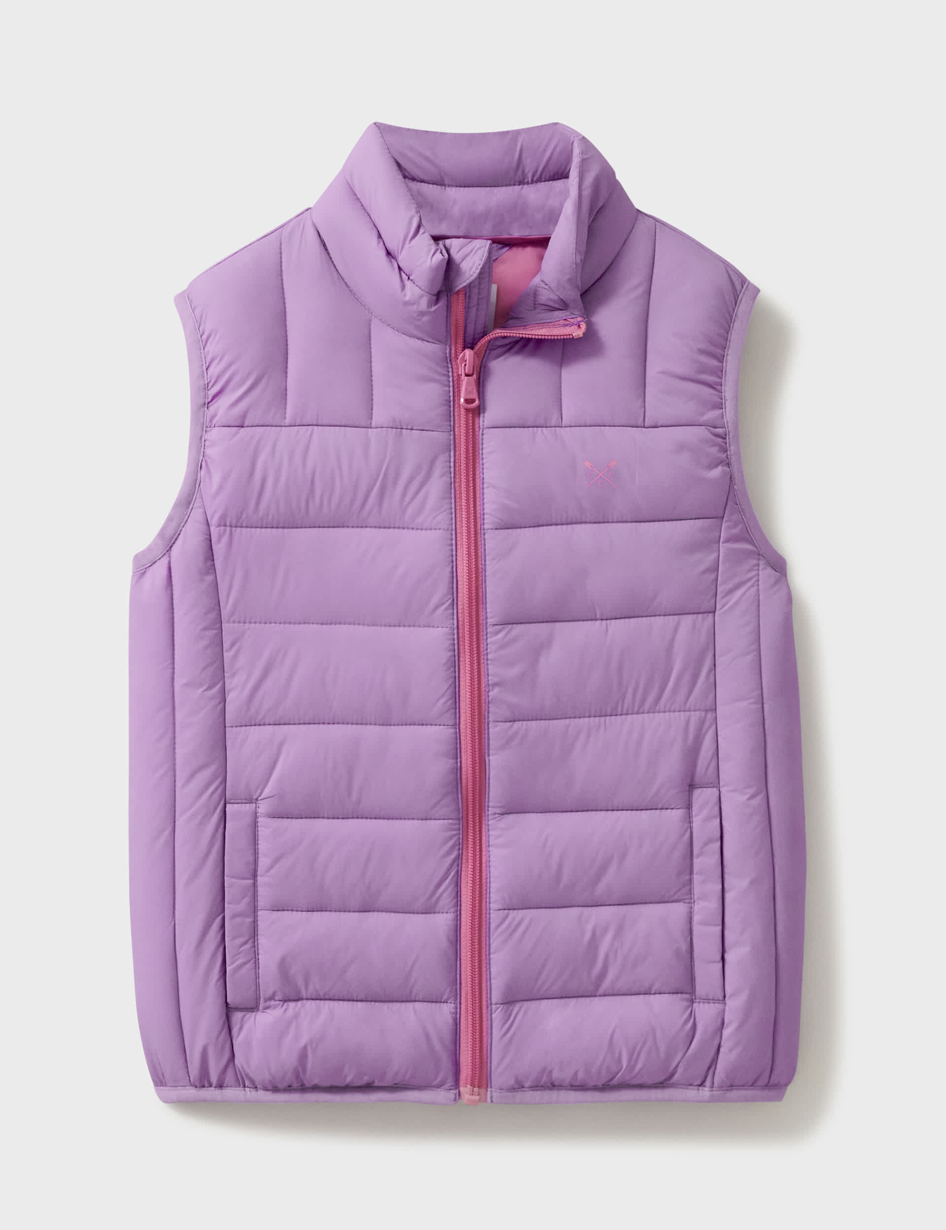 Crew Clothing Girls Lightweight Gilet (3-12 Yrs) - 7-8 Y - Lilac, Lilac,Coral