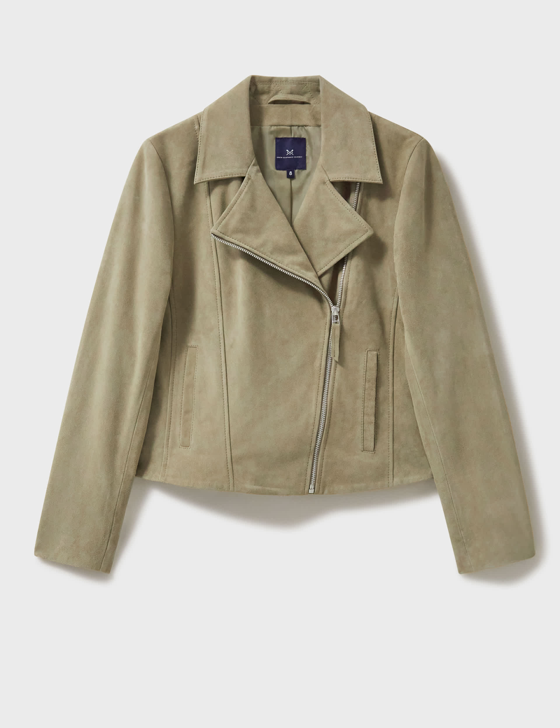 Crew Clothing Women's Suede Biker Jacket - 12 - Neutral, Neutral