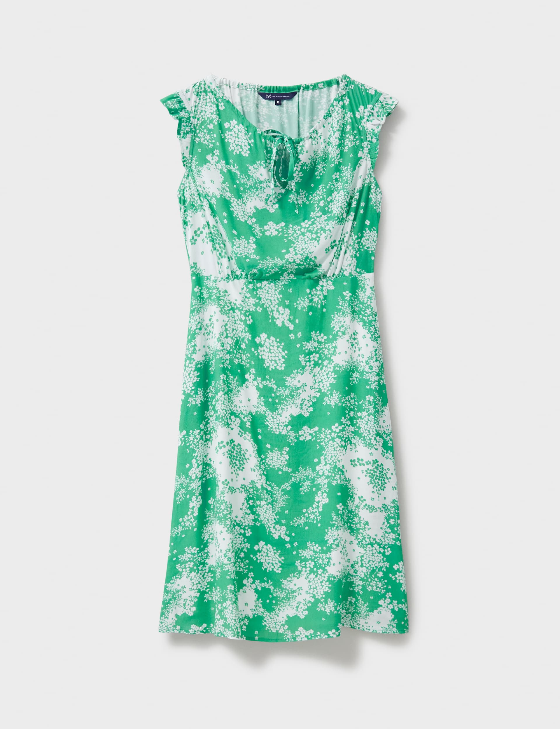 Crew Clothing Women's Floral Tie Neck Midi Tea Dress - 12 - Green Mix, Pink Mix,Green Mix