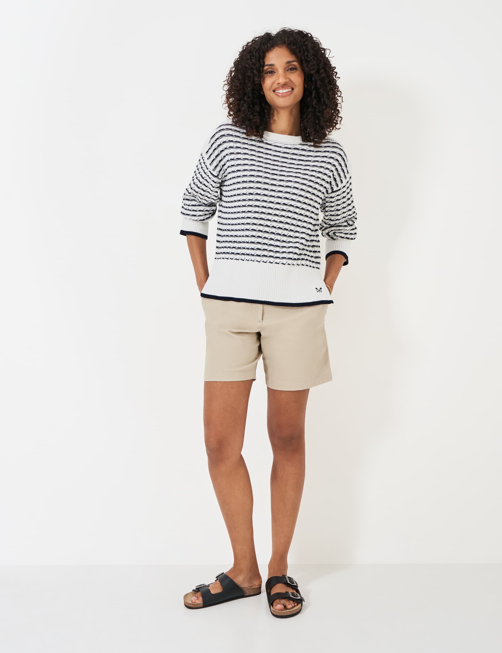 Crew Clothing Women's Pure Cotton Striped Jumper - 12 - Navy Mix, Navy Mix