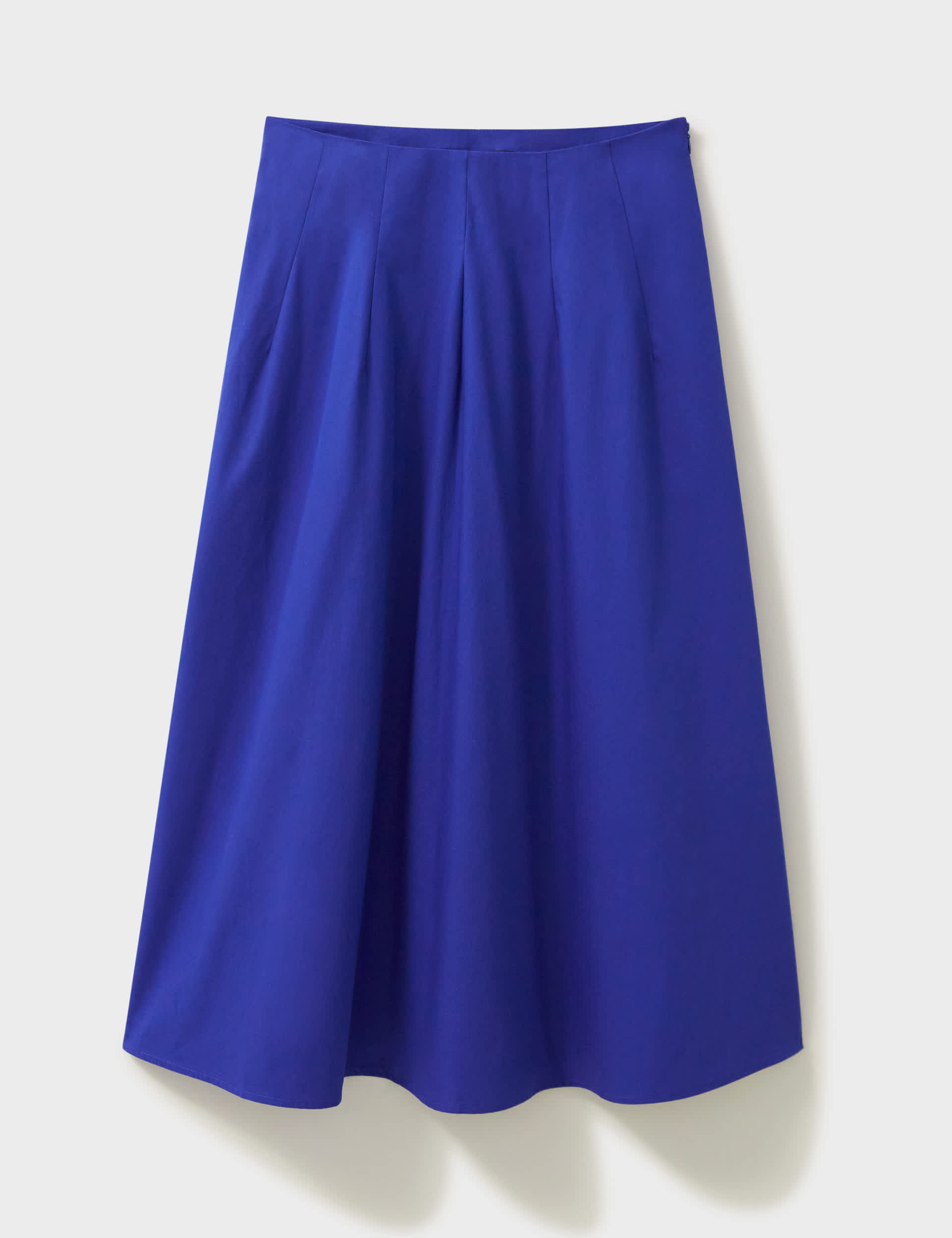 Crew Clothing Women's Pure Cotton Pleated Midi A-Line Skirt - 18 - Cobalt, Cobalt