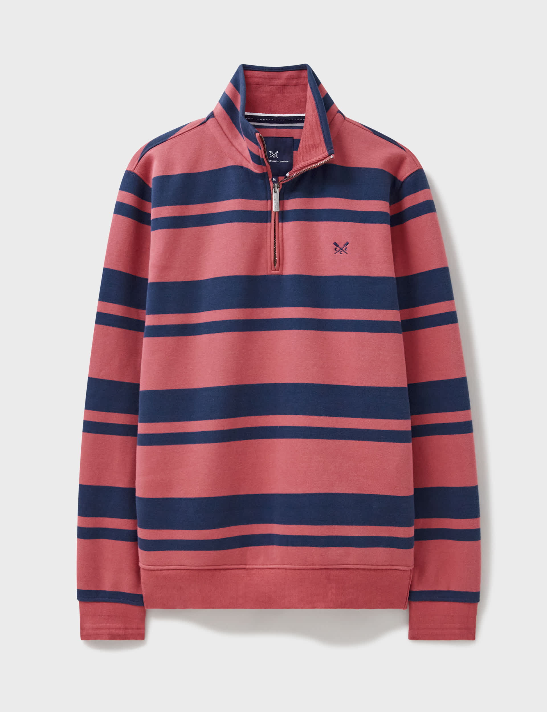 Crew Clothing Men's Cotton Rich Striped Half Zip Sweatshirt - XS - Pink Mix, Pink Mix