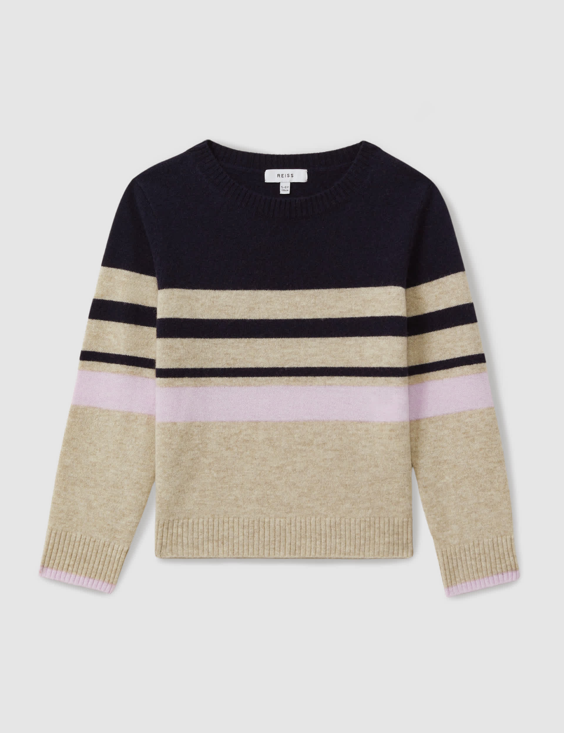 Reiss Girls Wool Blend Striped Jumper (4-14 Yrs) - 5-6 Y - Dark Blue, Dark Blue