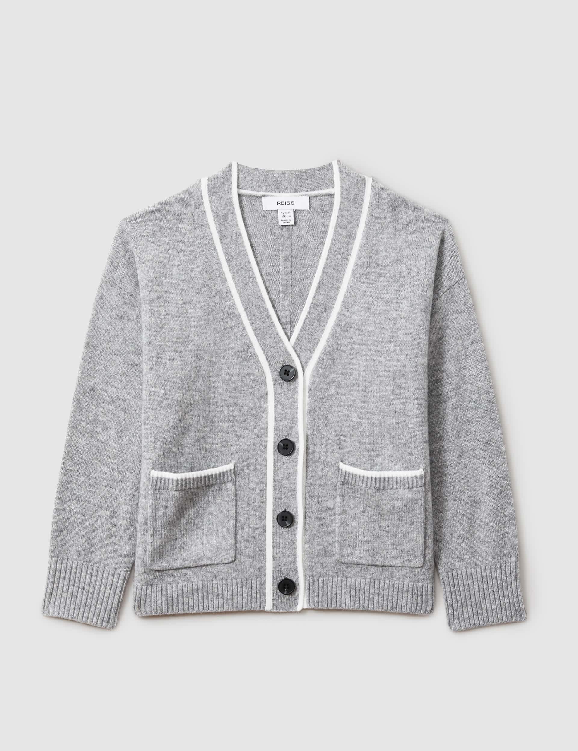 Reiss Girls Wool Blend Cardigan (4-14 Yrs) - 10-11 - Grey, Grey