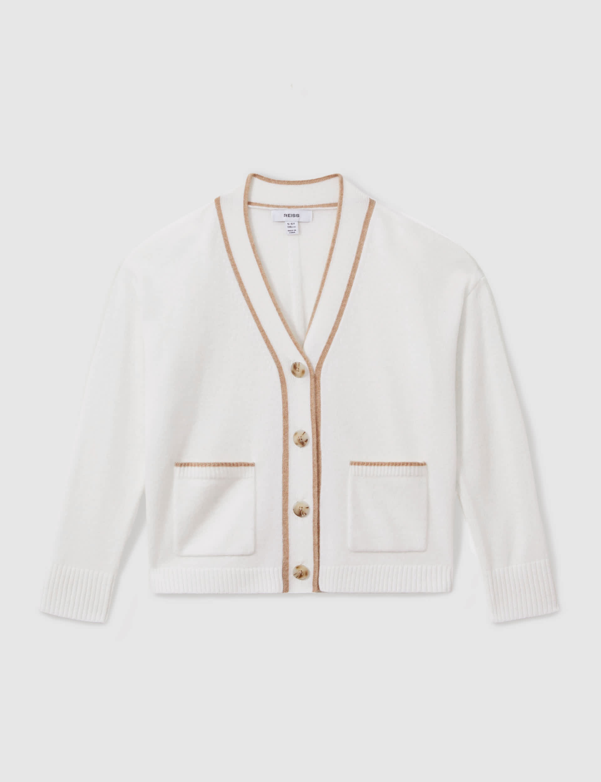 Reiss Girls Wool Blend Cardigan (4-14 Yrs) - 8-9 Y - Cream, Cream