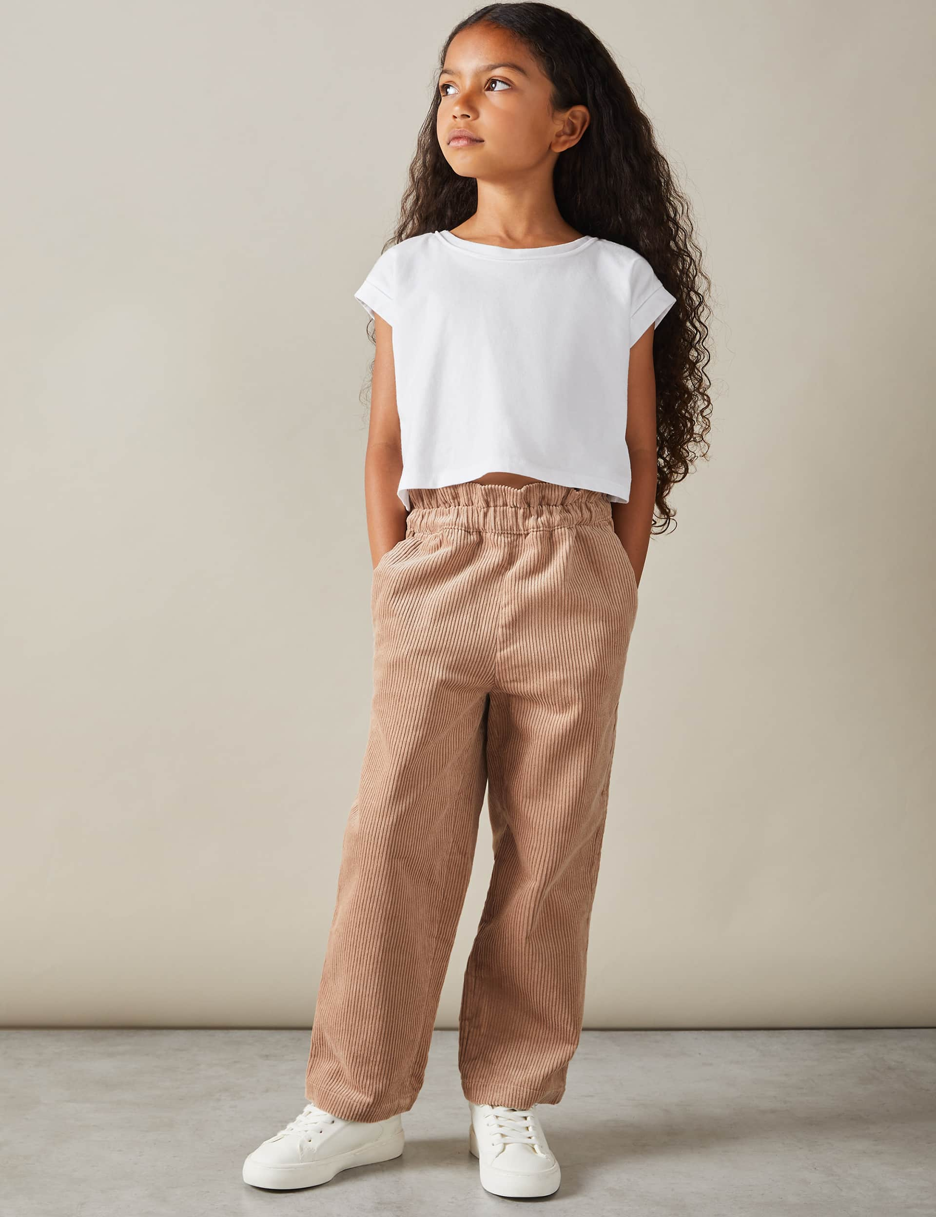 Reiss Girls Pure Cotton Elasticated Waist Trousers (4-14 Yrs) - 10-11 - Tan, Tan