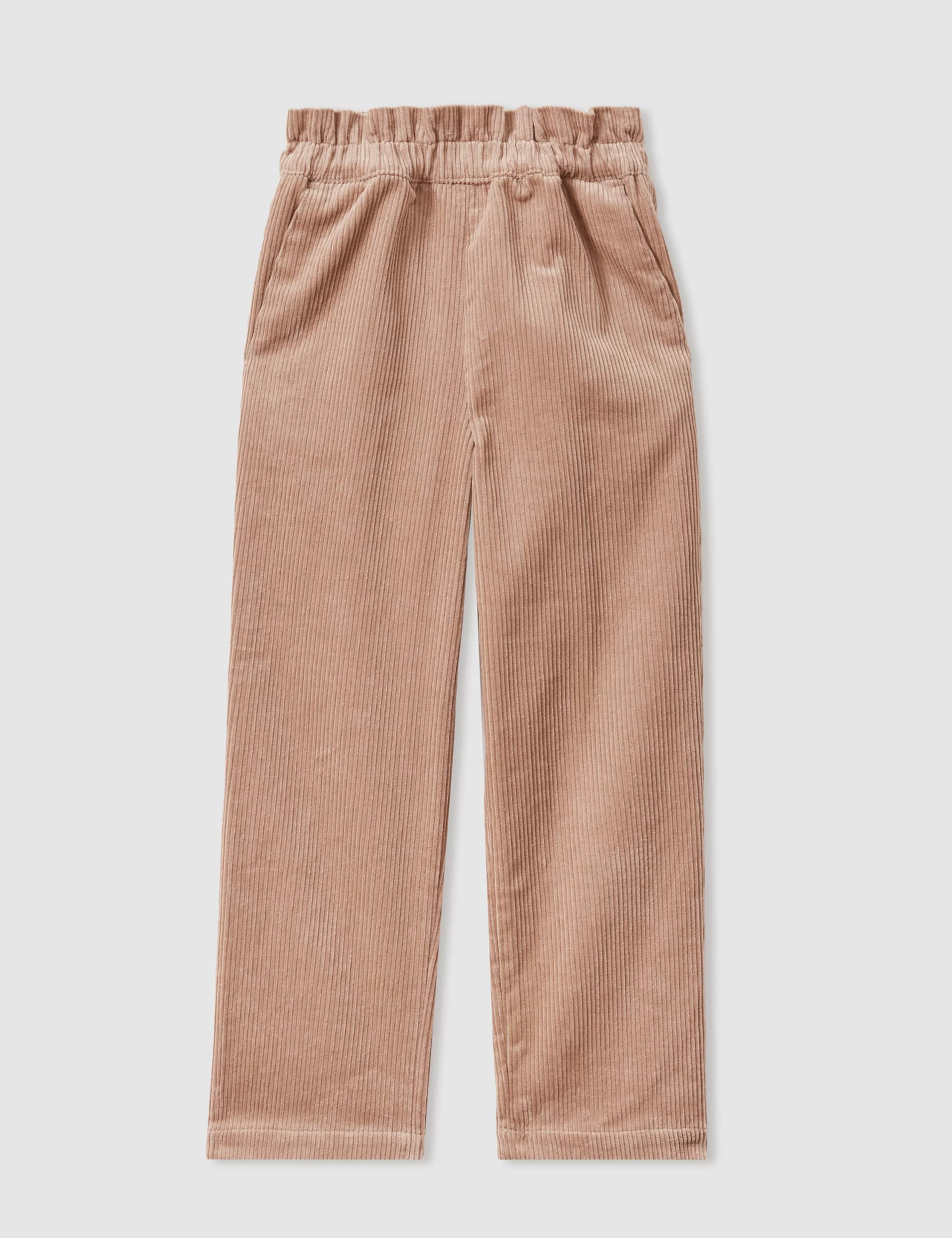 Reiss Girls Pure Cotton Elasticated Waist Trousers (4-14 Yrs) - 5-6 Y - Tan, Tan