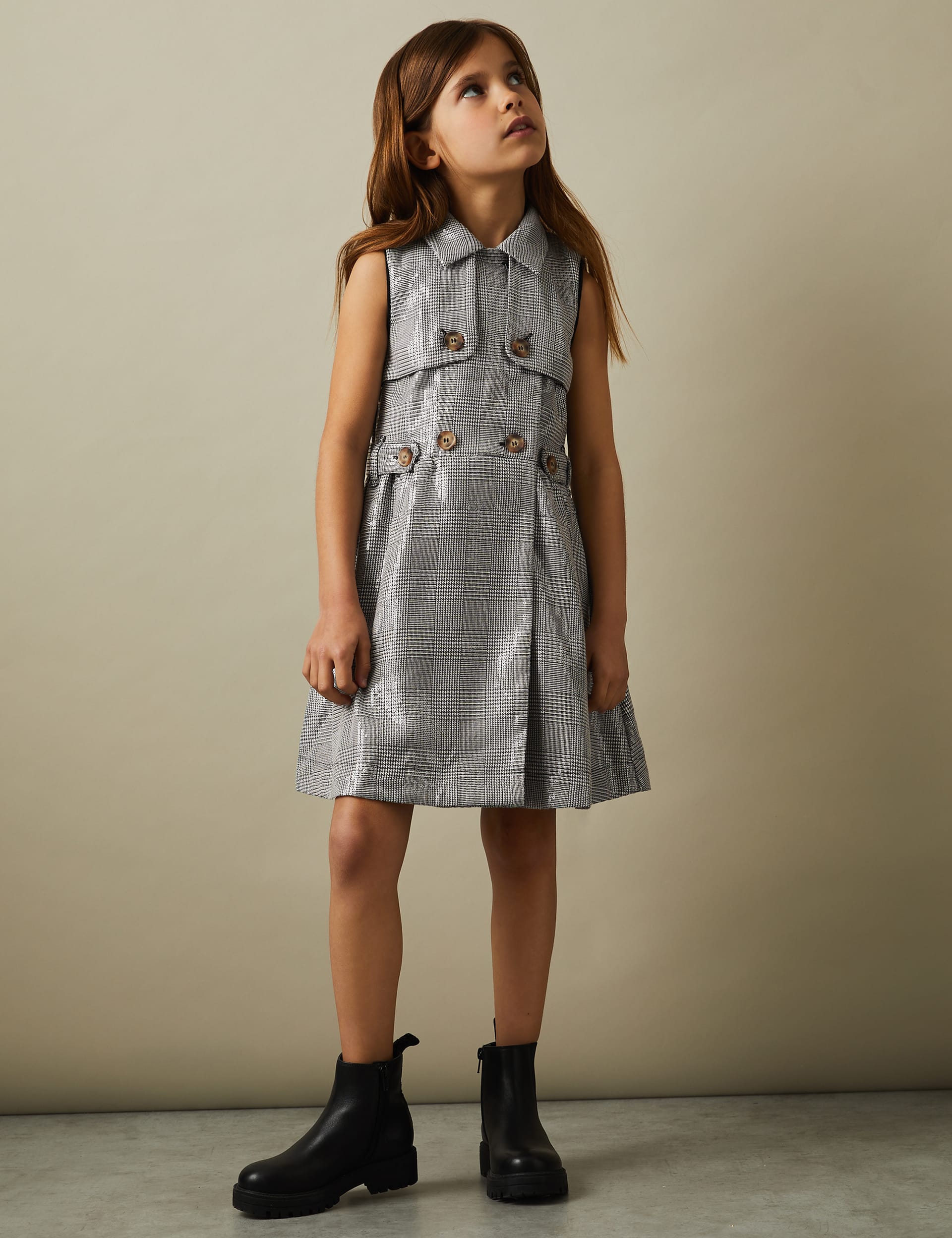 Reiss Girls Checked Sequin Dress (4-14 Yrs)