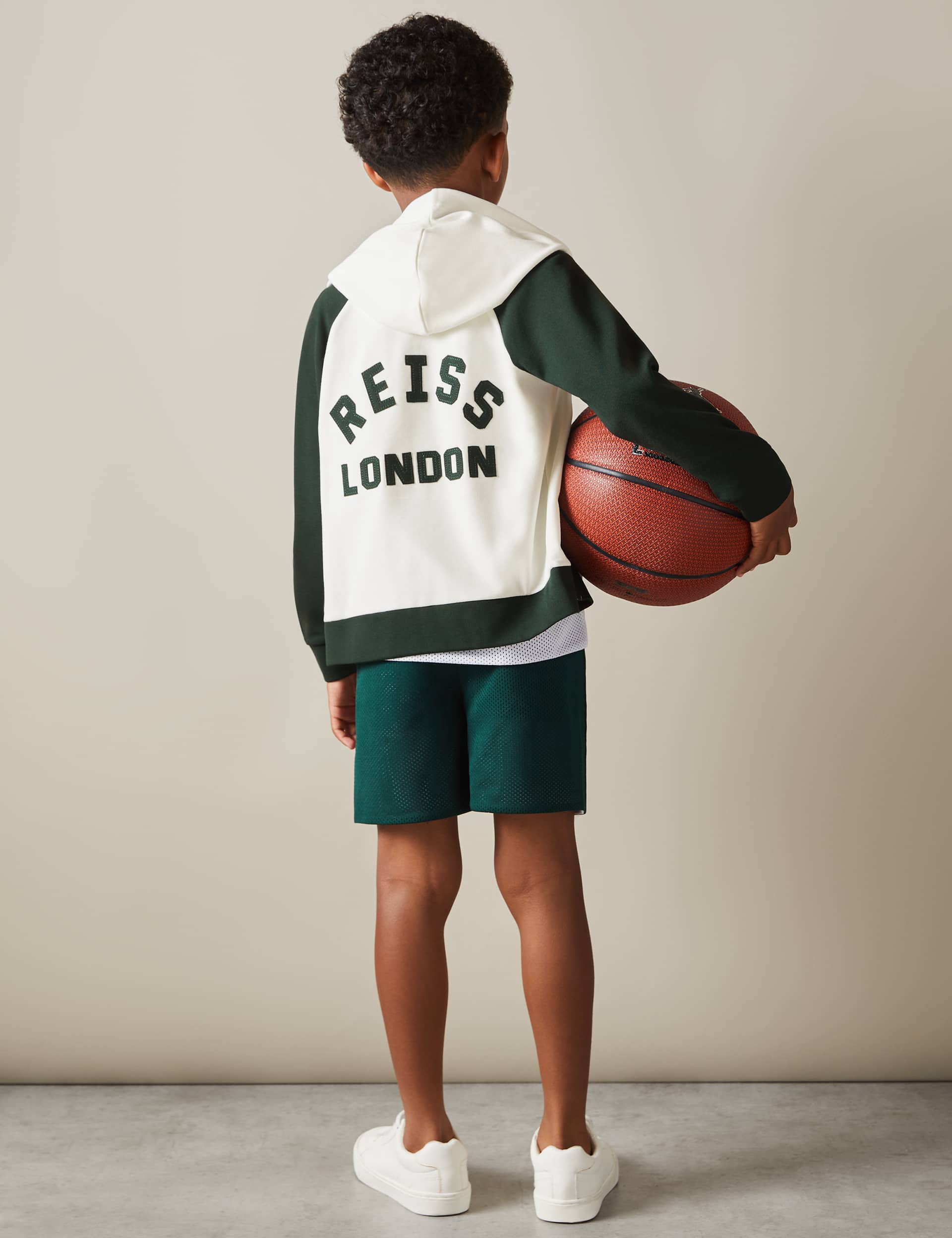 Reiss Boys Slogan Zip Hoodie (3-14 Yrs) - 10-11 - Green Mix, Green Mix