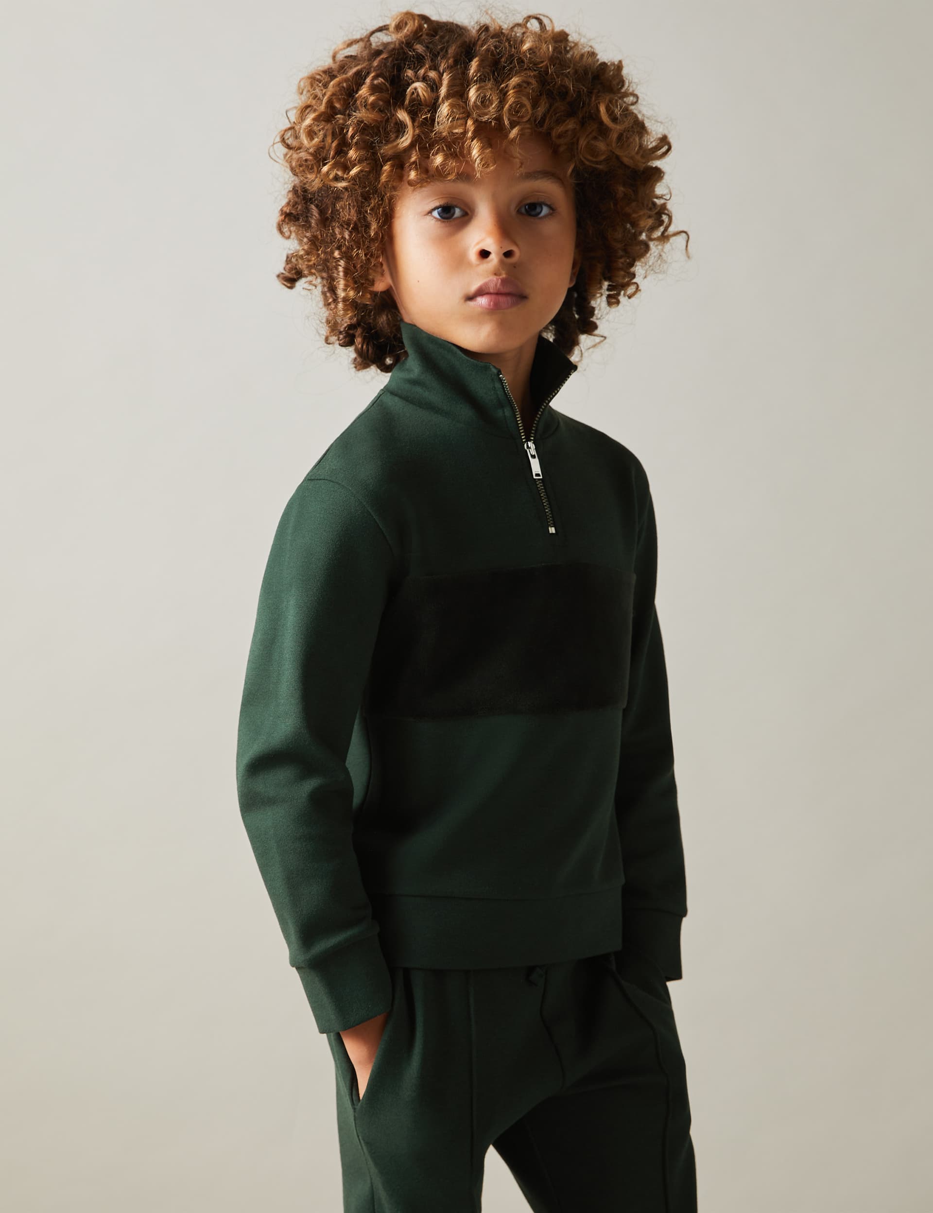 Reiss Boys Half Zip Sweatshirt (3-14 Yrs) - 10-11 - Green, Green