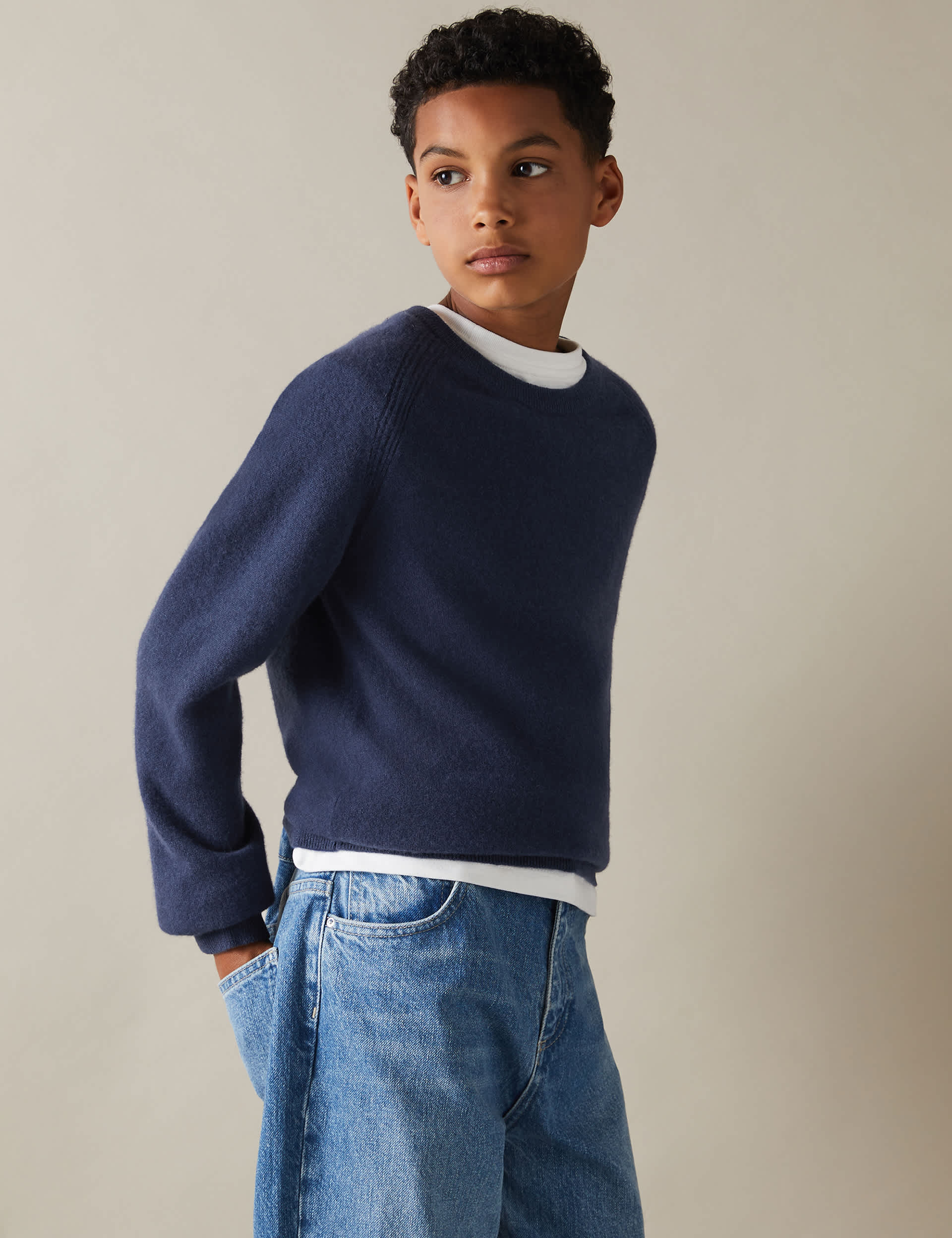 Reiss Boys Wool Rich Jumper (3-14 Yrs) - 10-11 - Dark Blue, White,Dark Blue