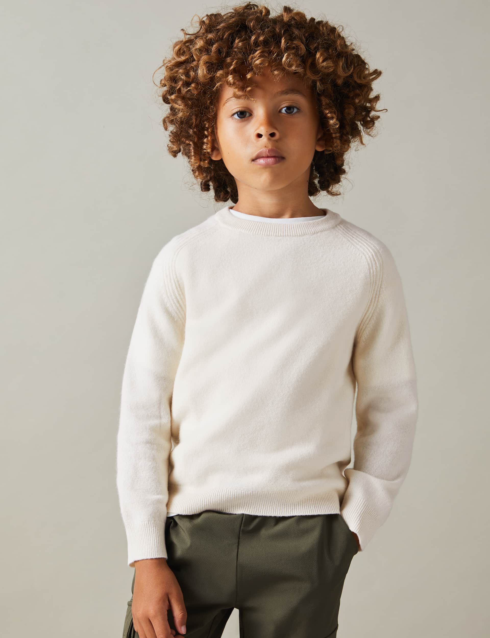 Reiss Boys Wool Rich Jumper (3-14 Yrs) - 7-8 Y - White, Dark Blue,White